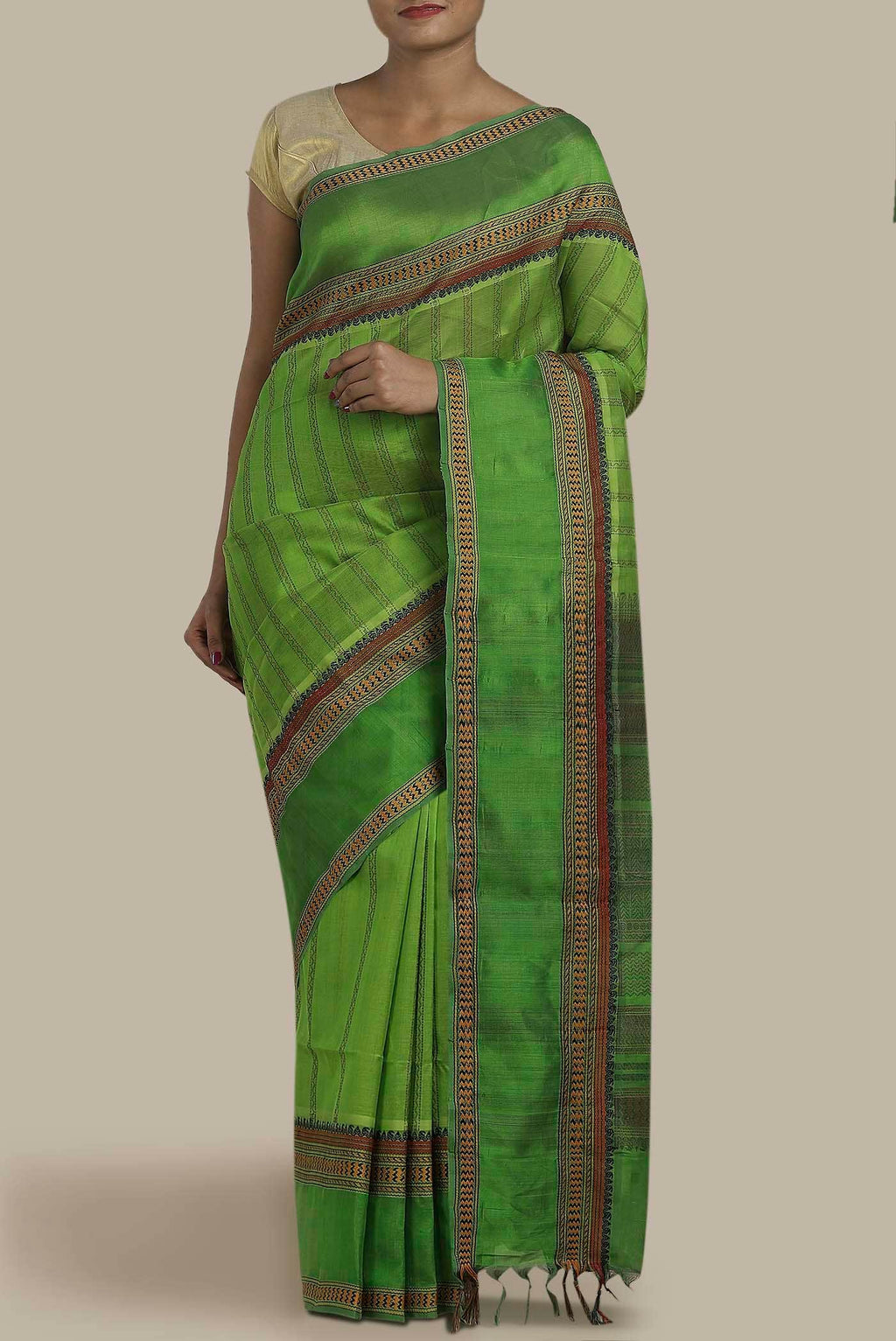 Green Silk Cotton Saree