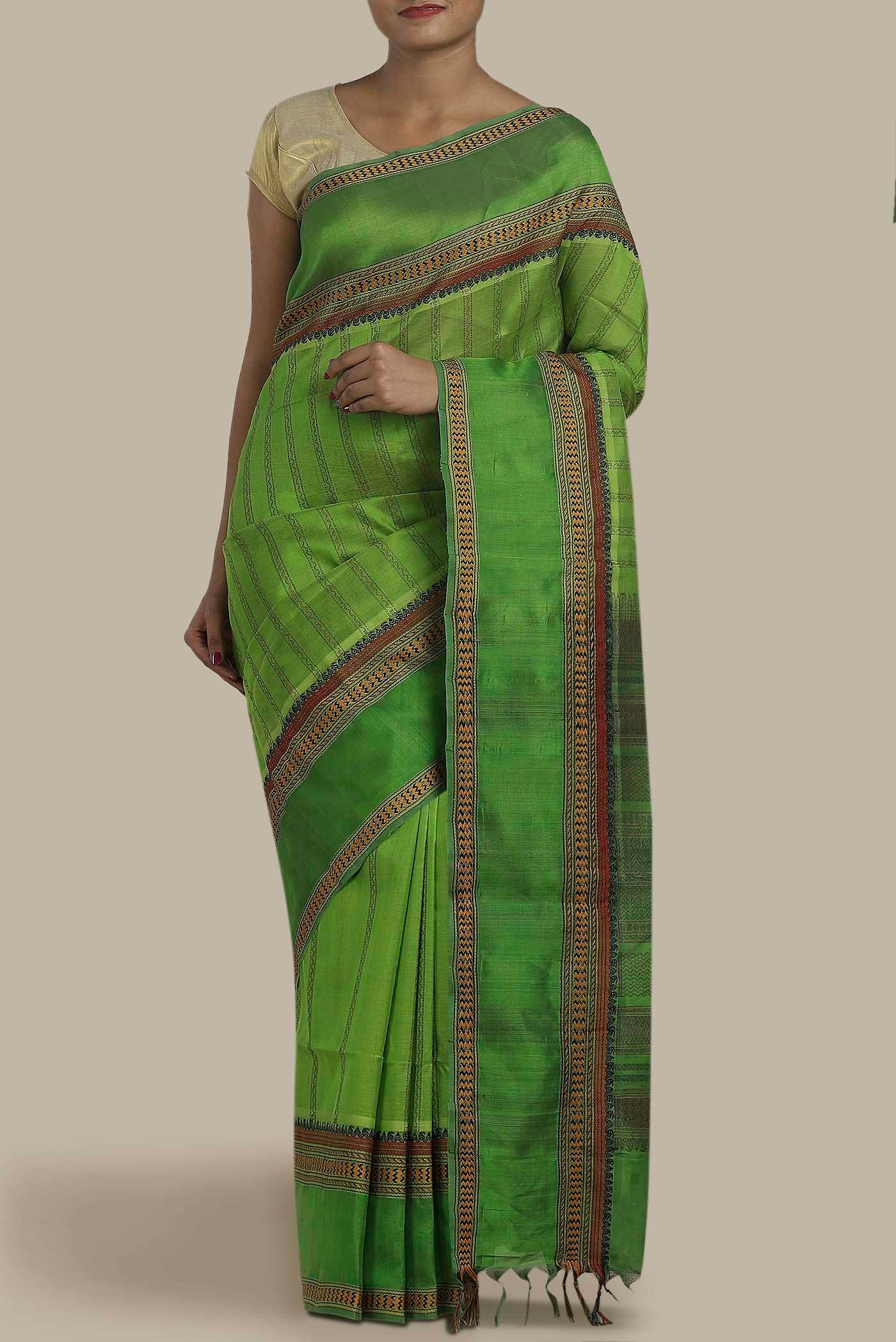 Green Silk Cotton Saree