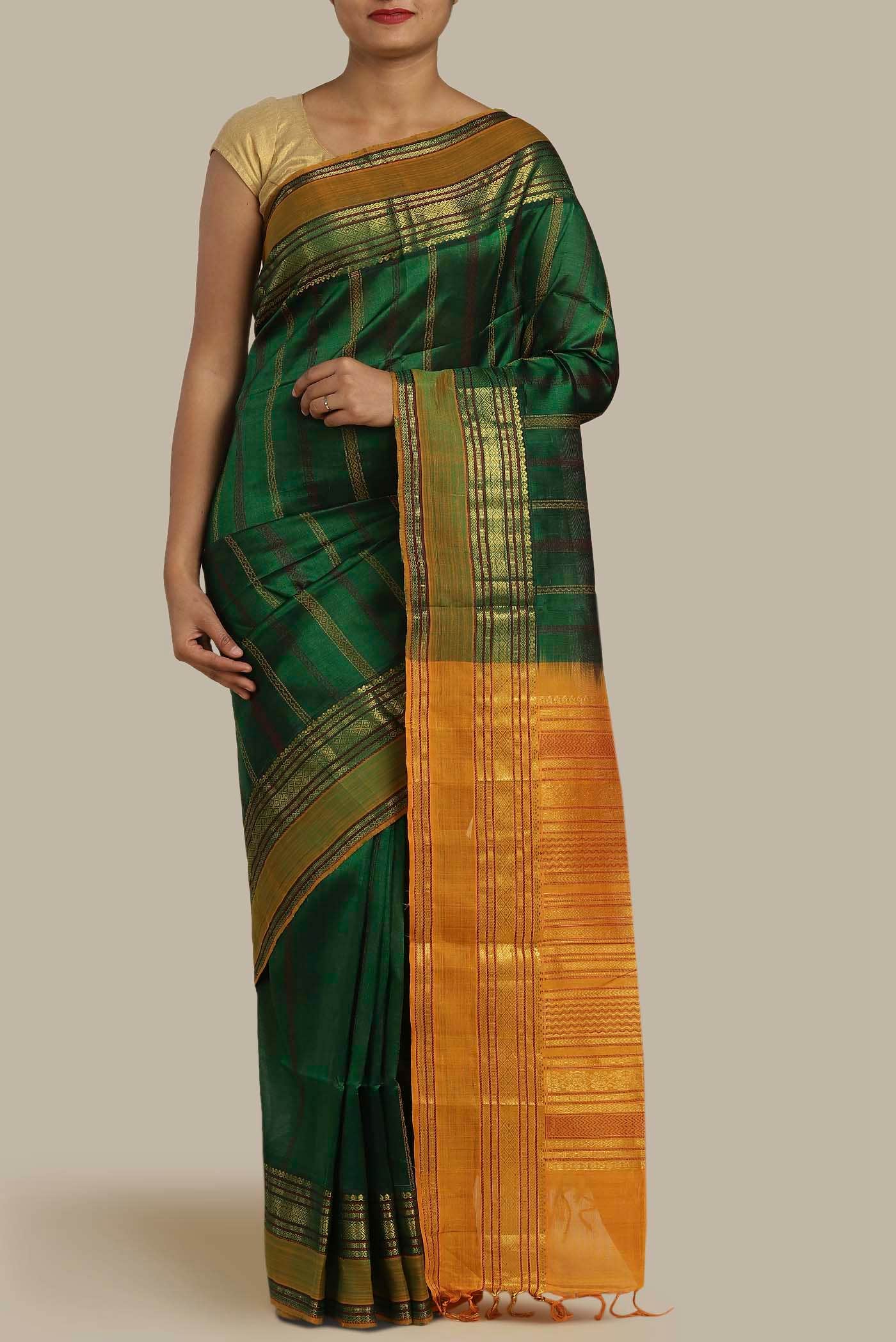 Green Silk Cotton Saree