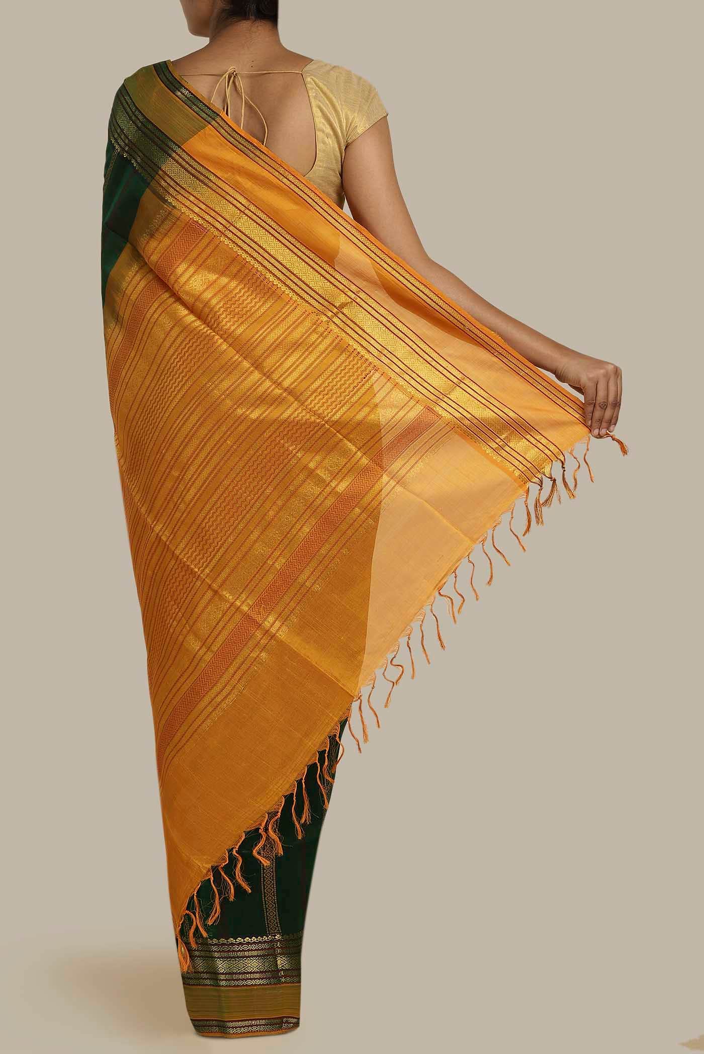 Green Silk Cotton Saree