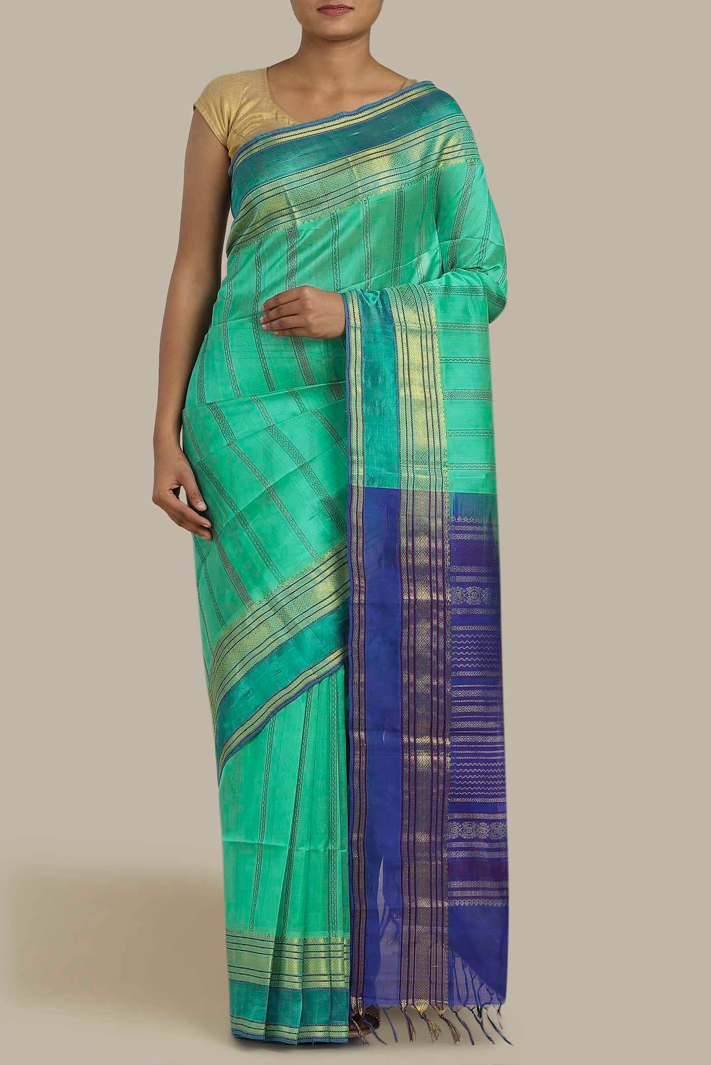 Green Silk Cotton Saree