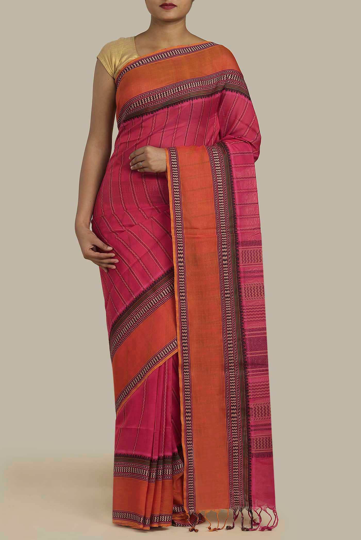 Pink Silk Cotton Saree