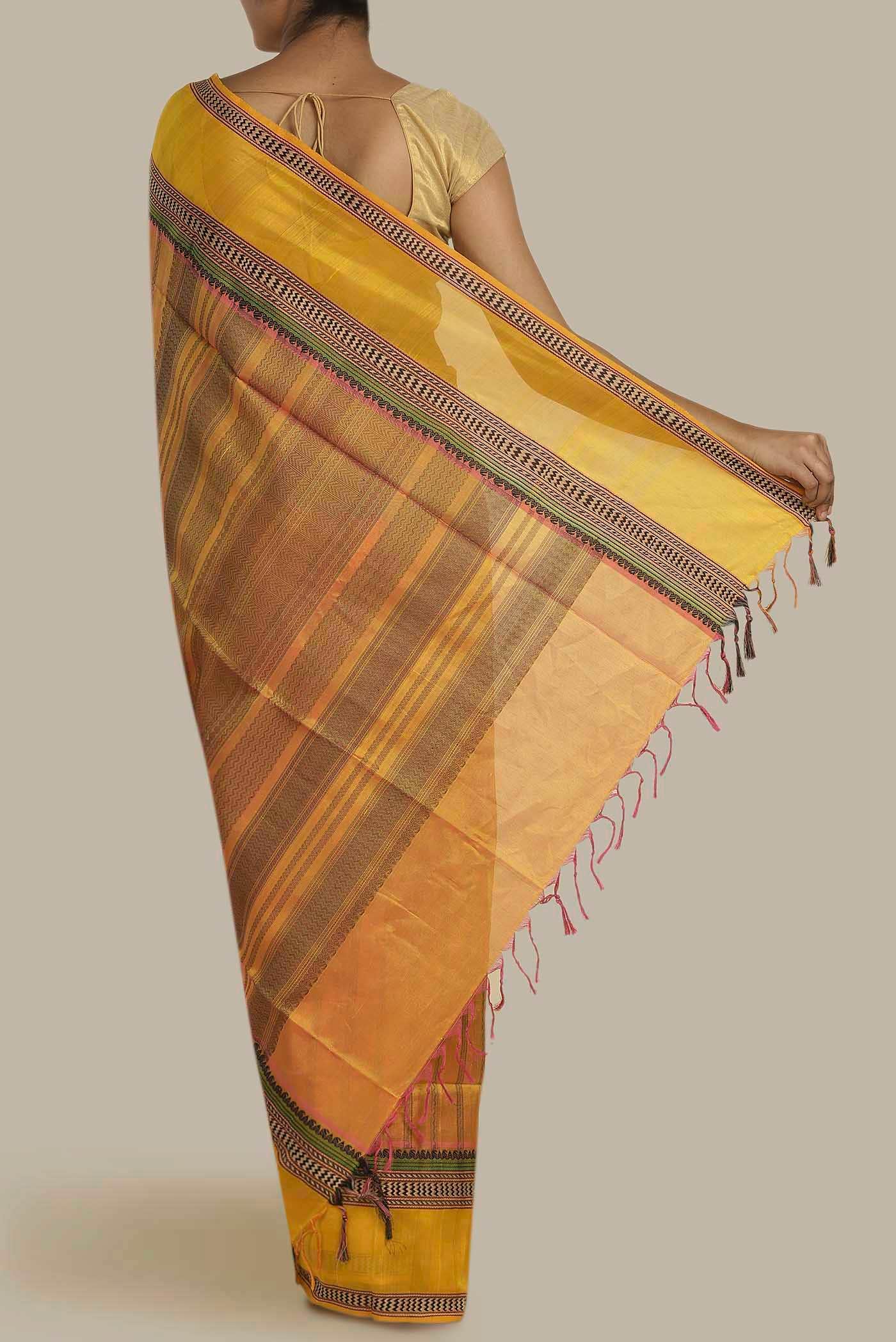 Yellow Silk Cotton Saree