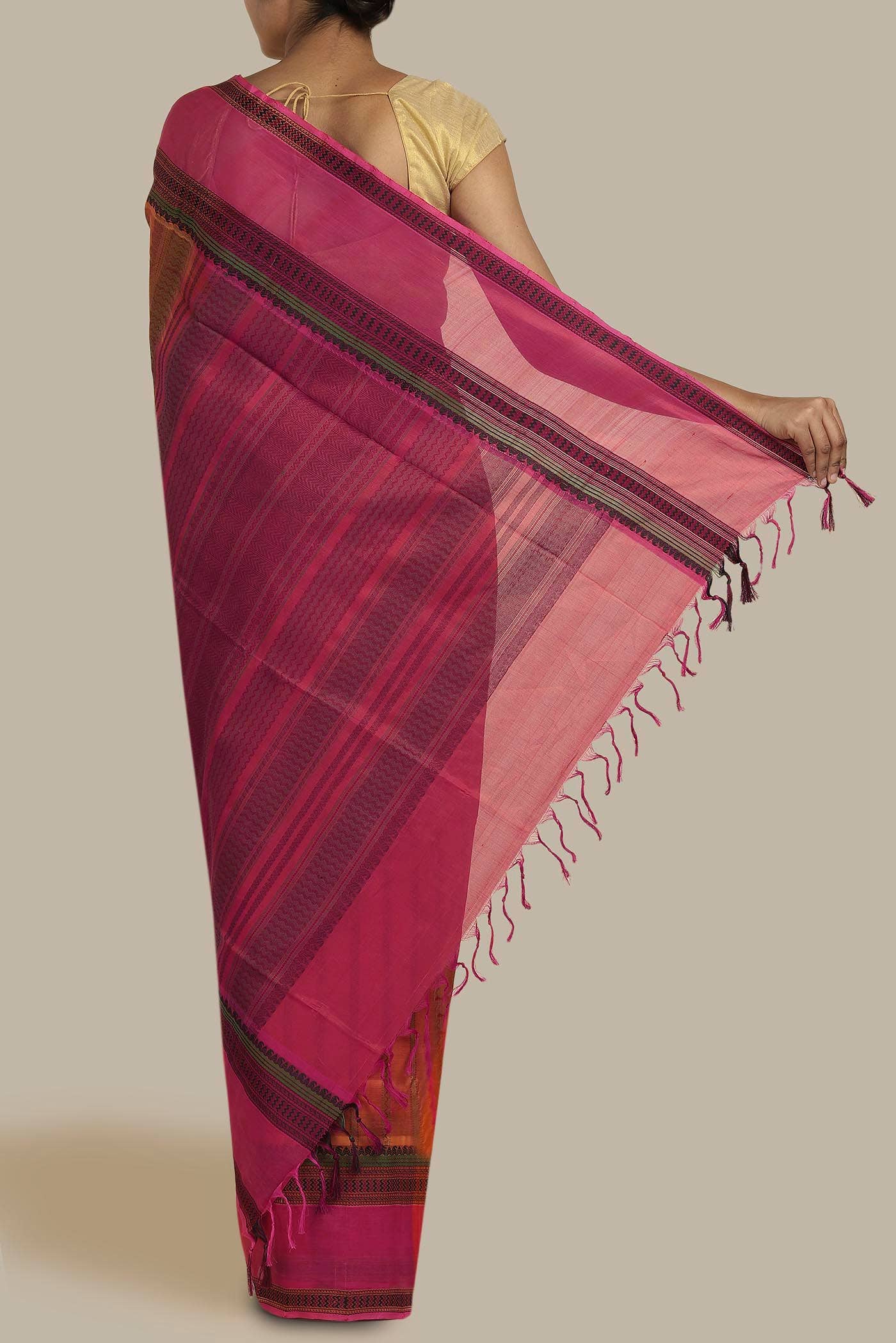 Orange Silk Cotton Saree