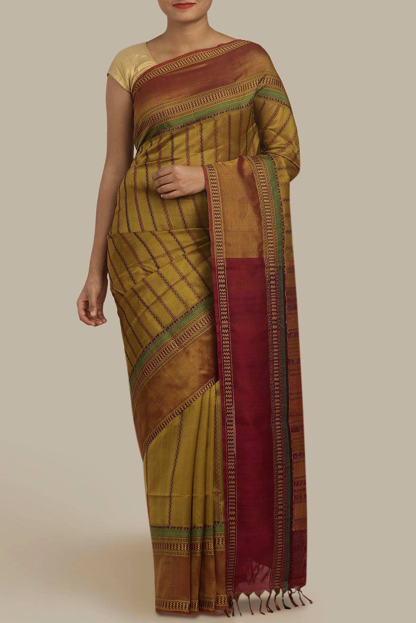 Mehandi Green Silk Cotton Saree