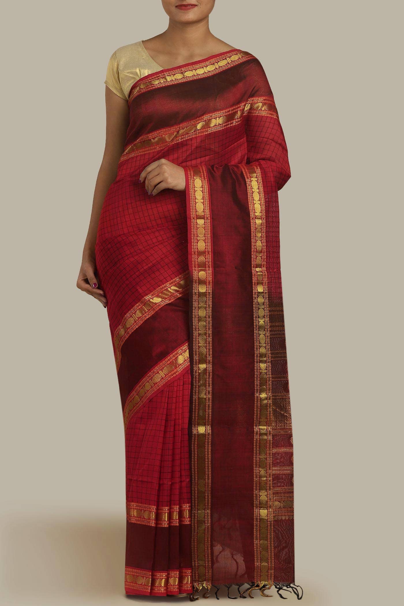 Red Silk Cotton Saree