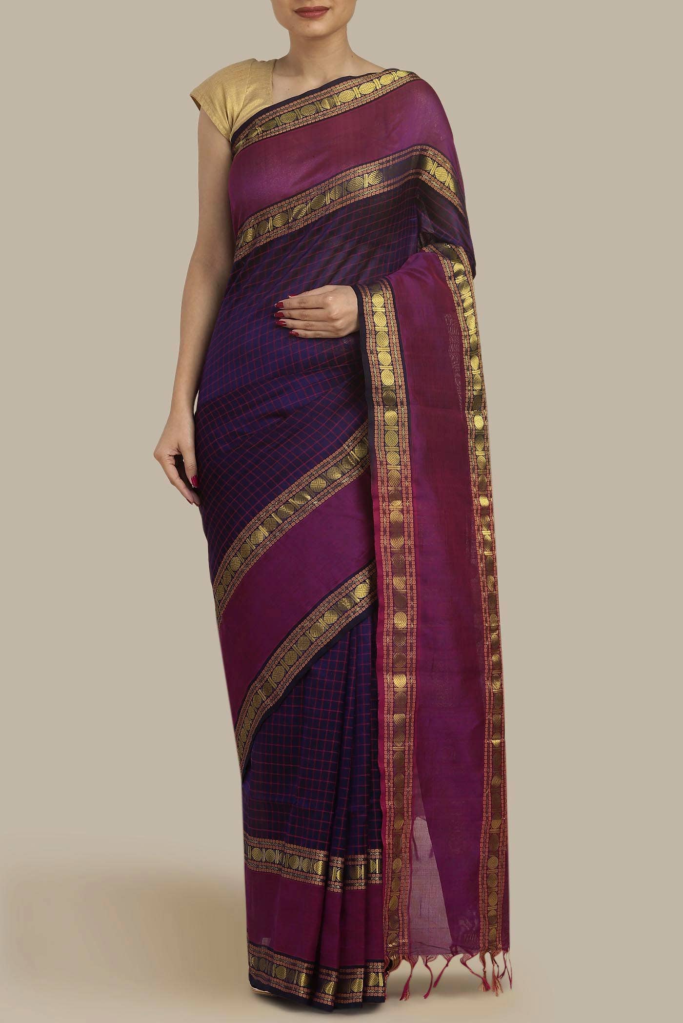 Violet Silk Cotton Saree