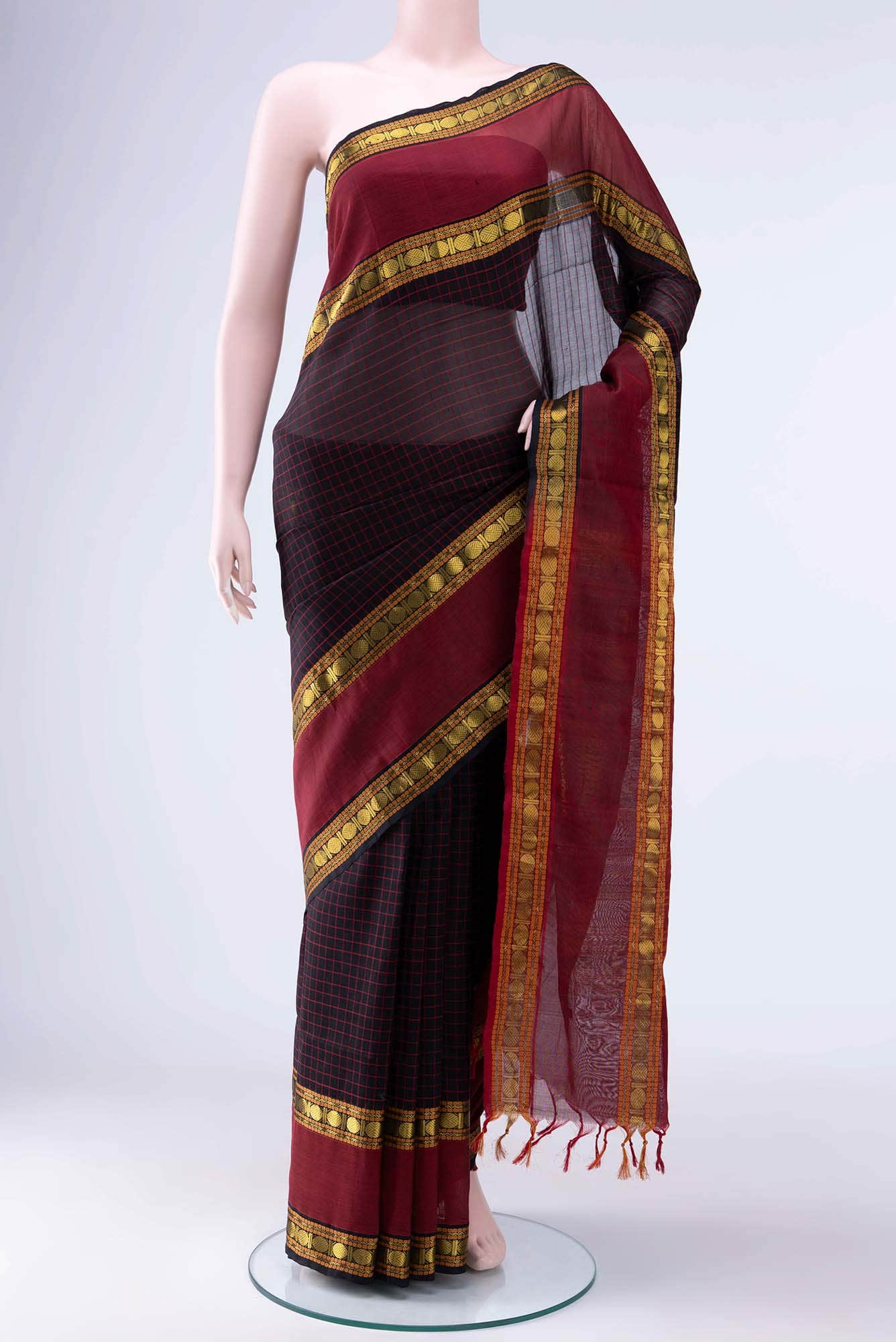 Black Coimbatore Silk Cotton Saree