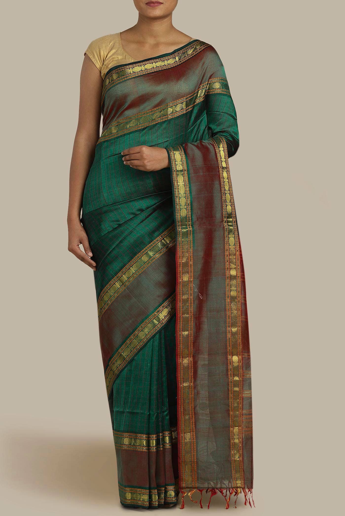 Green Silk Cotton Saree