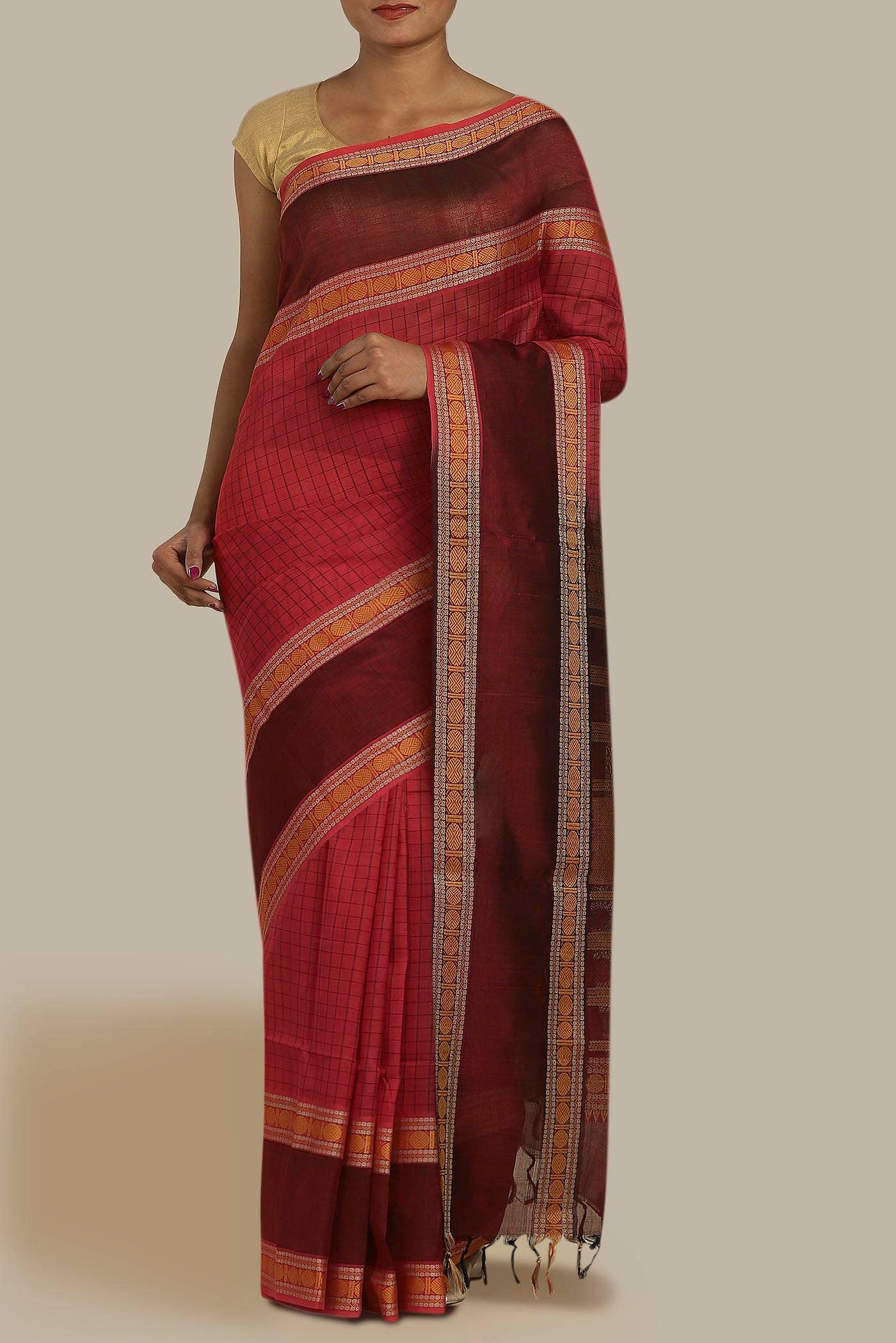 Red Silk Cotton Saree