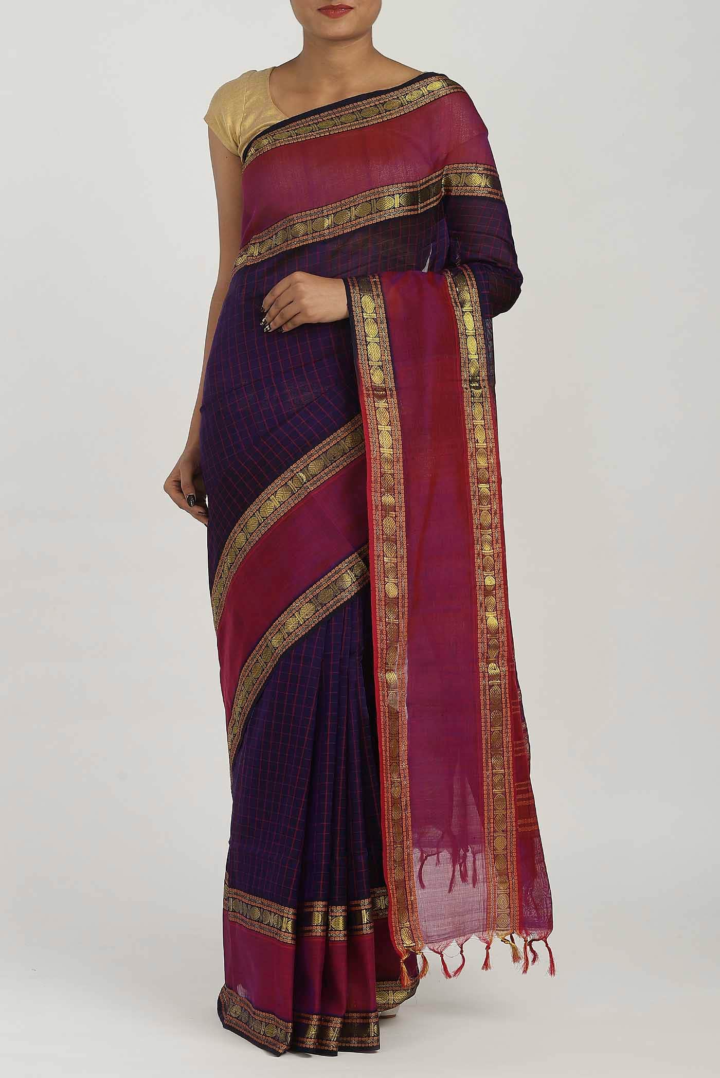 Violet Silk Cotton Saree