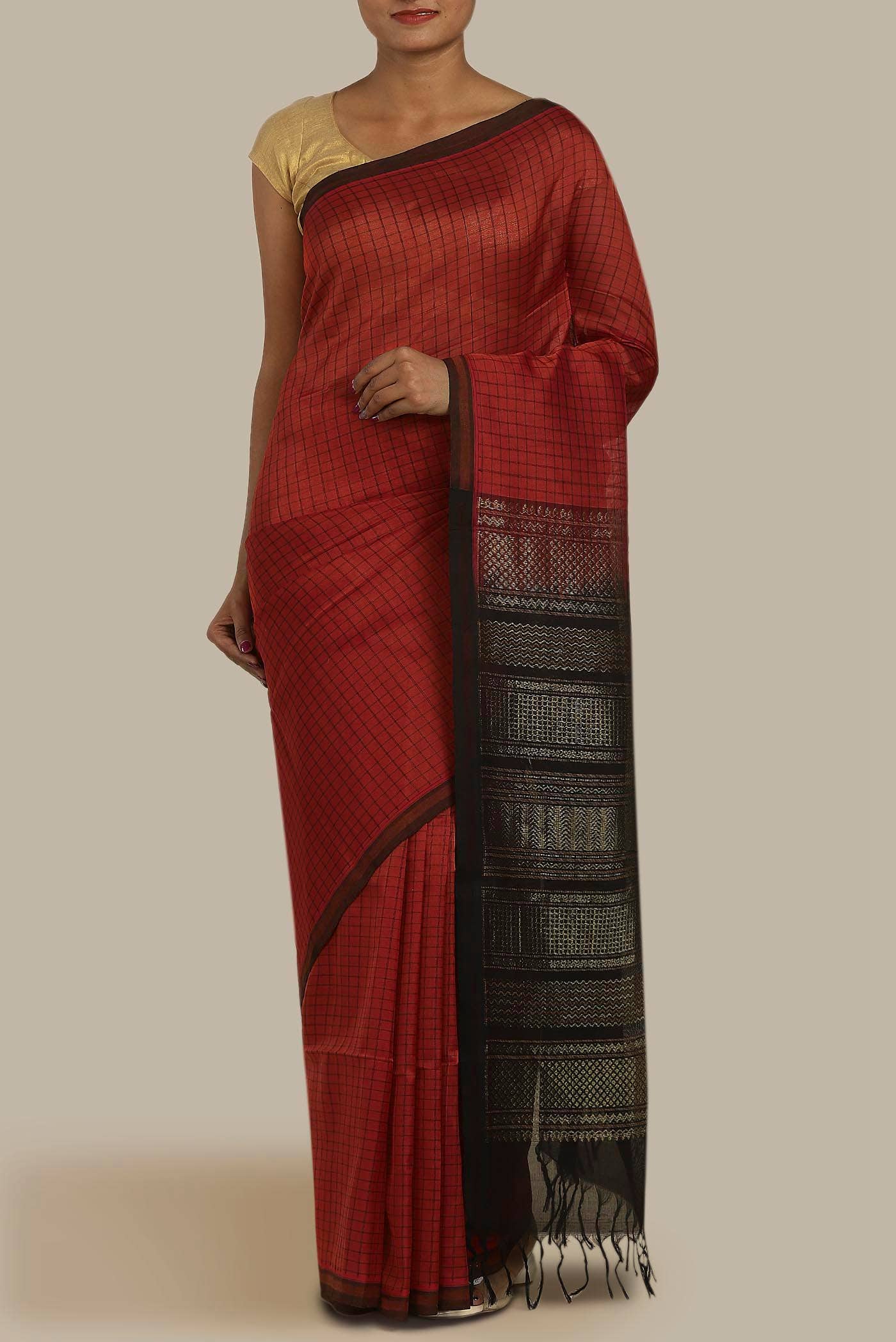 Red Silk Cotton Saree