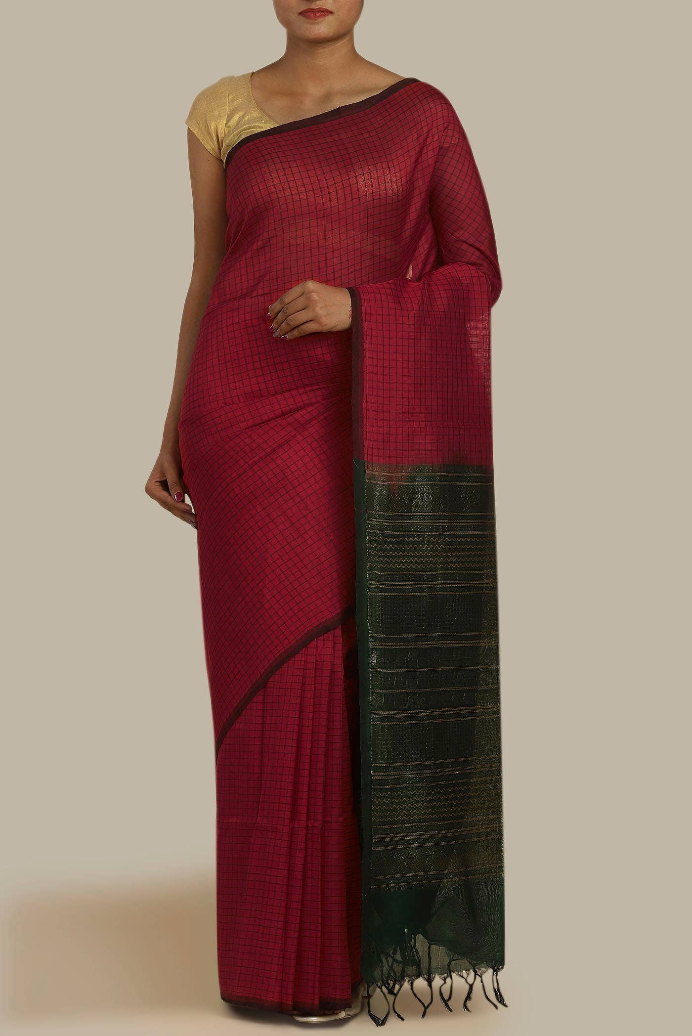 Red Silk Cotton Saree
