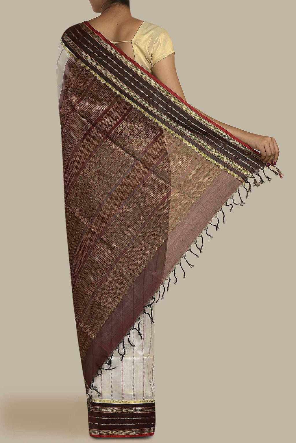 Off White Silk Cotton Saree