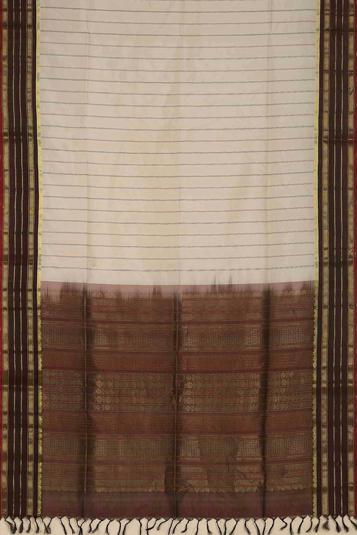 Off White Silk Cotton Saree
