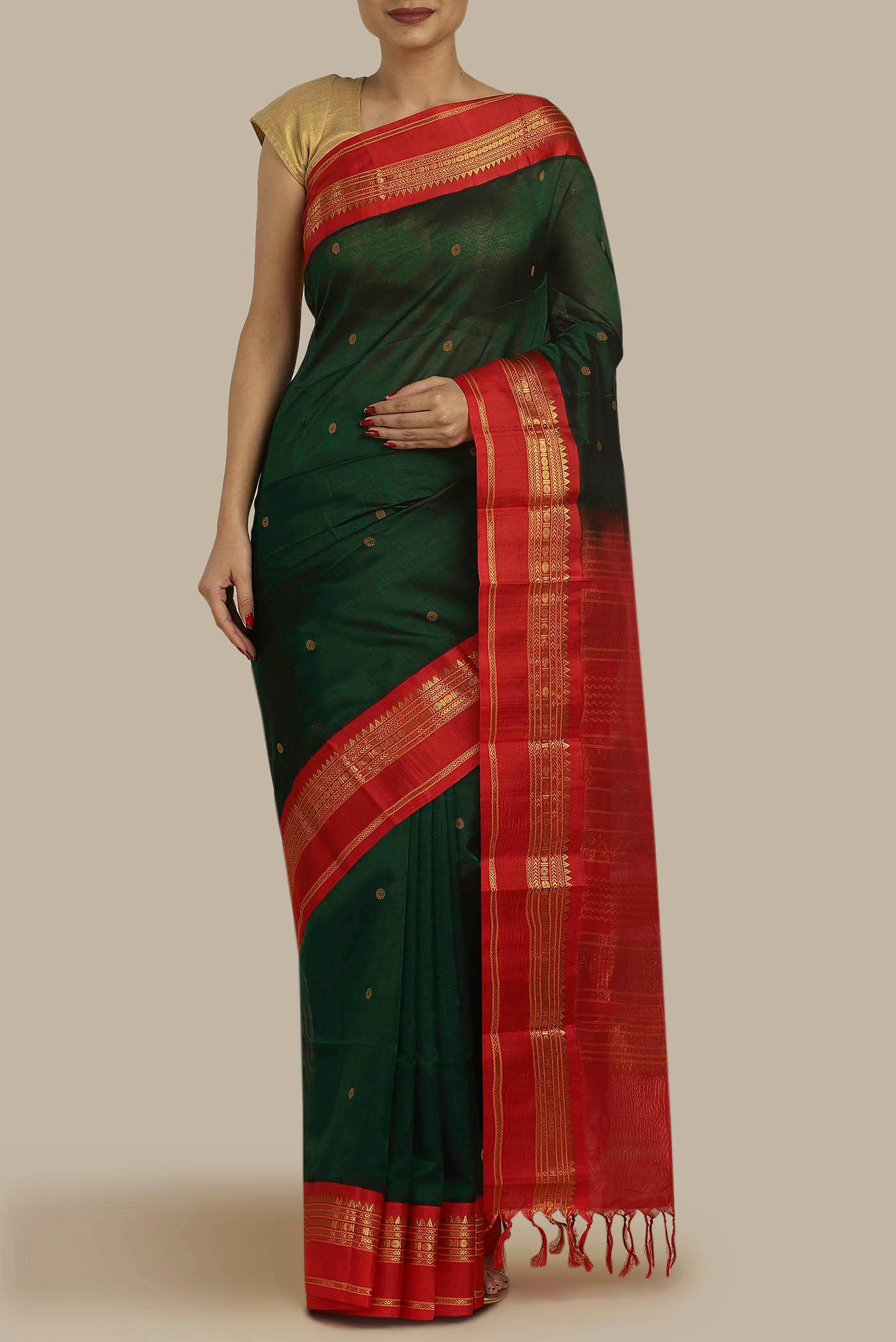 Green Silk Cotton Saree