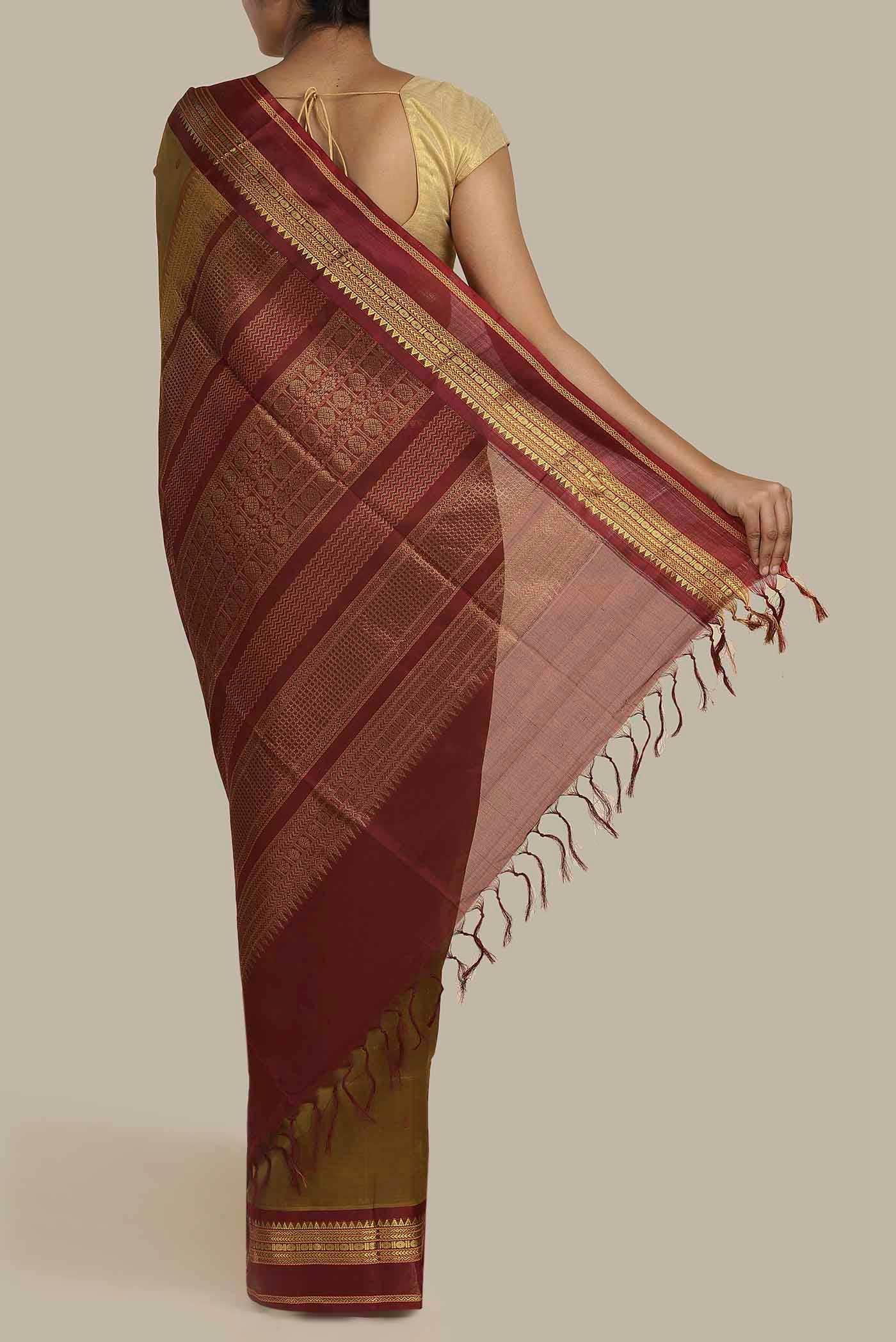 Brown Silk Cotton Saree