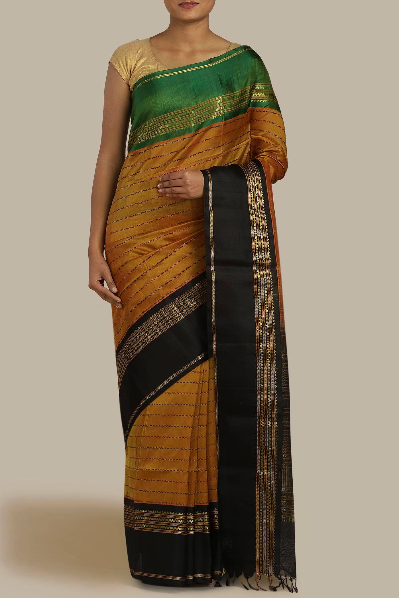 Mustard Silk Cotton Saree