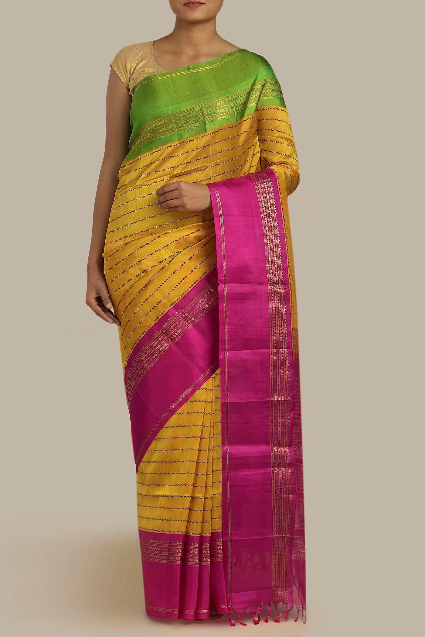 Yellow Silk Cotton Saree