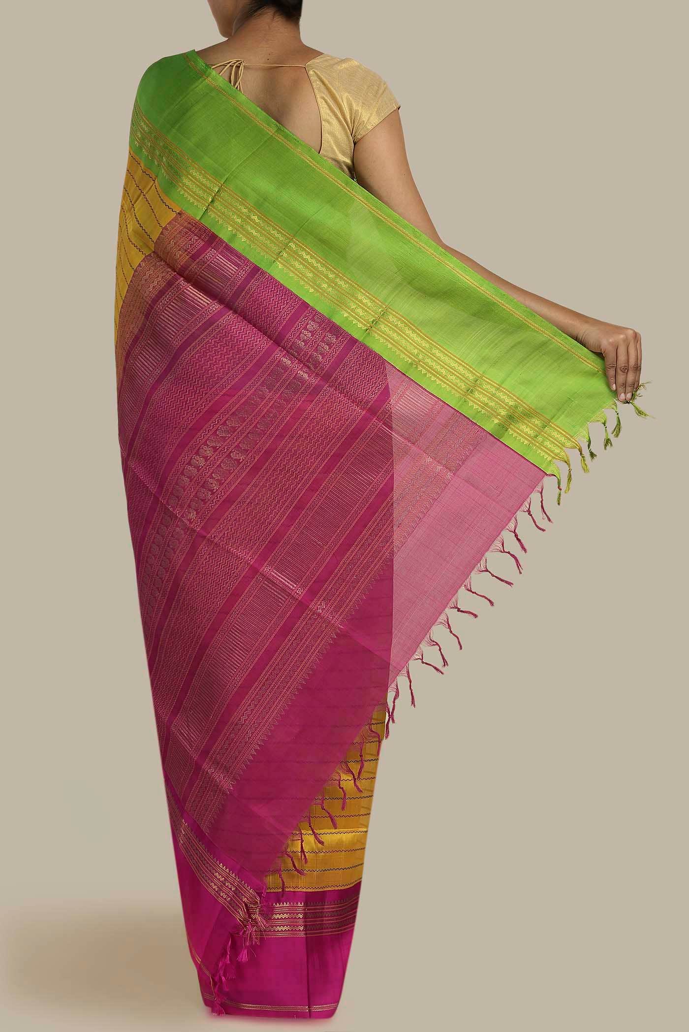 Yellow Silk Cotton Saree