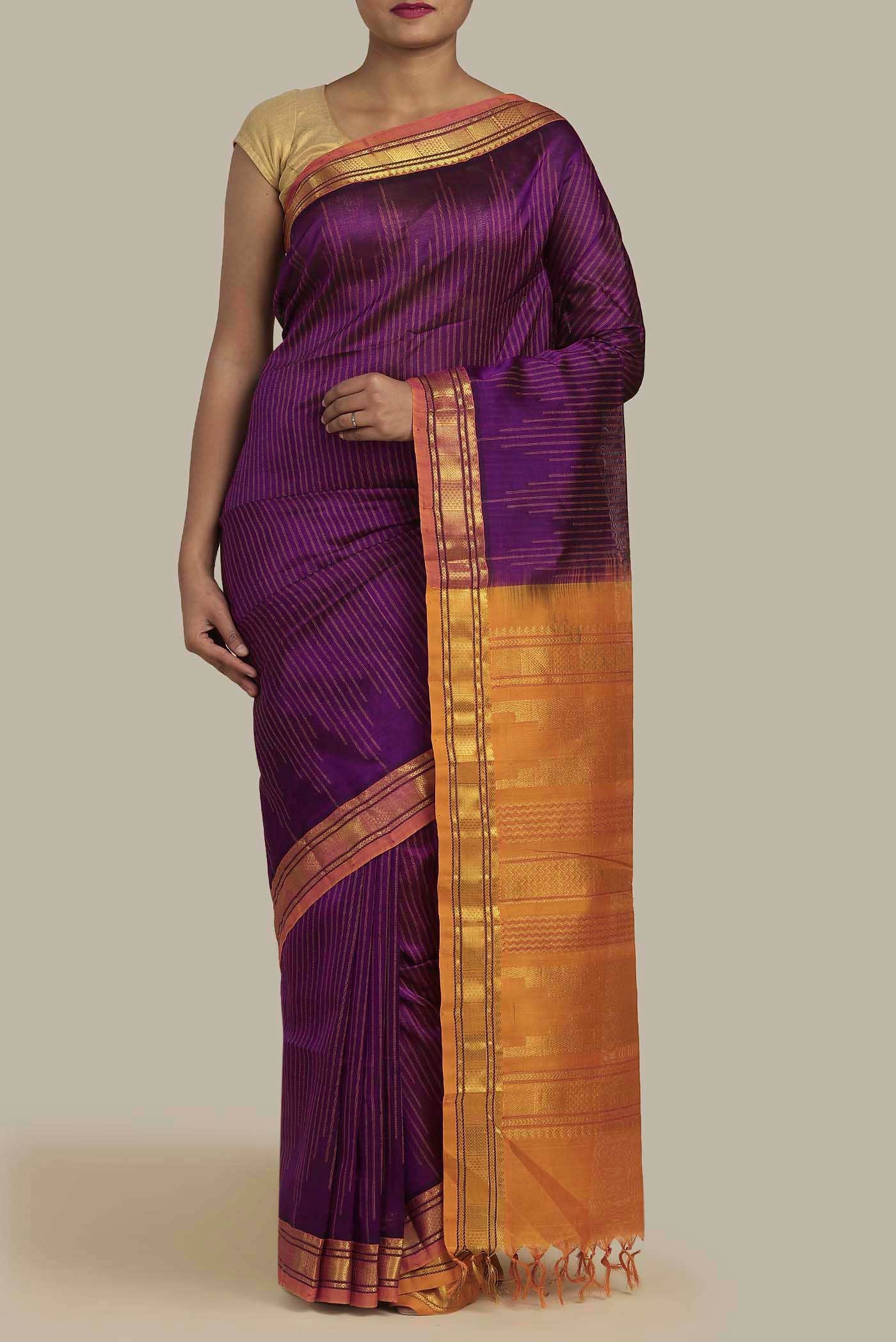 Purple Silk Cotton Saree