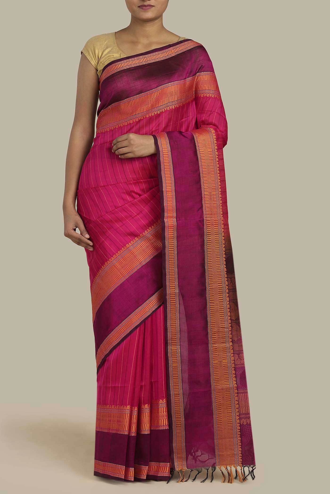 Pink Silk Cotton Saree