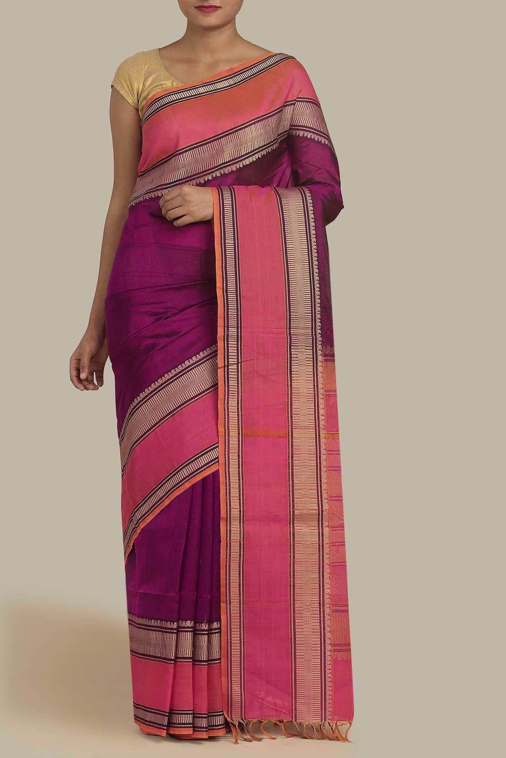 Magenta Silk Cotton Saree