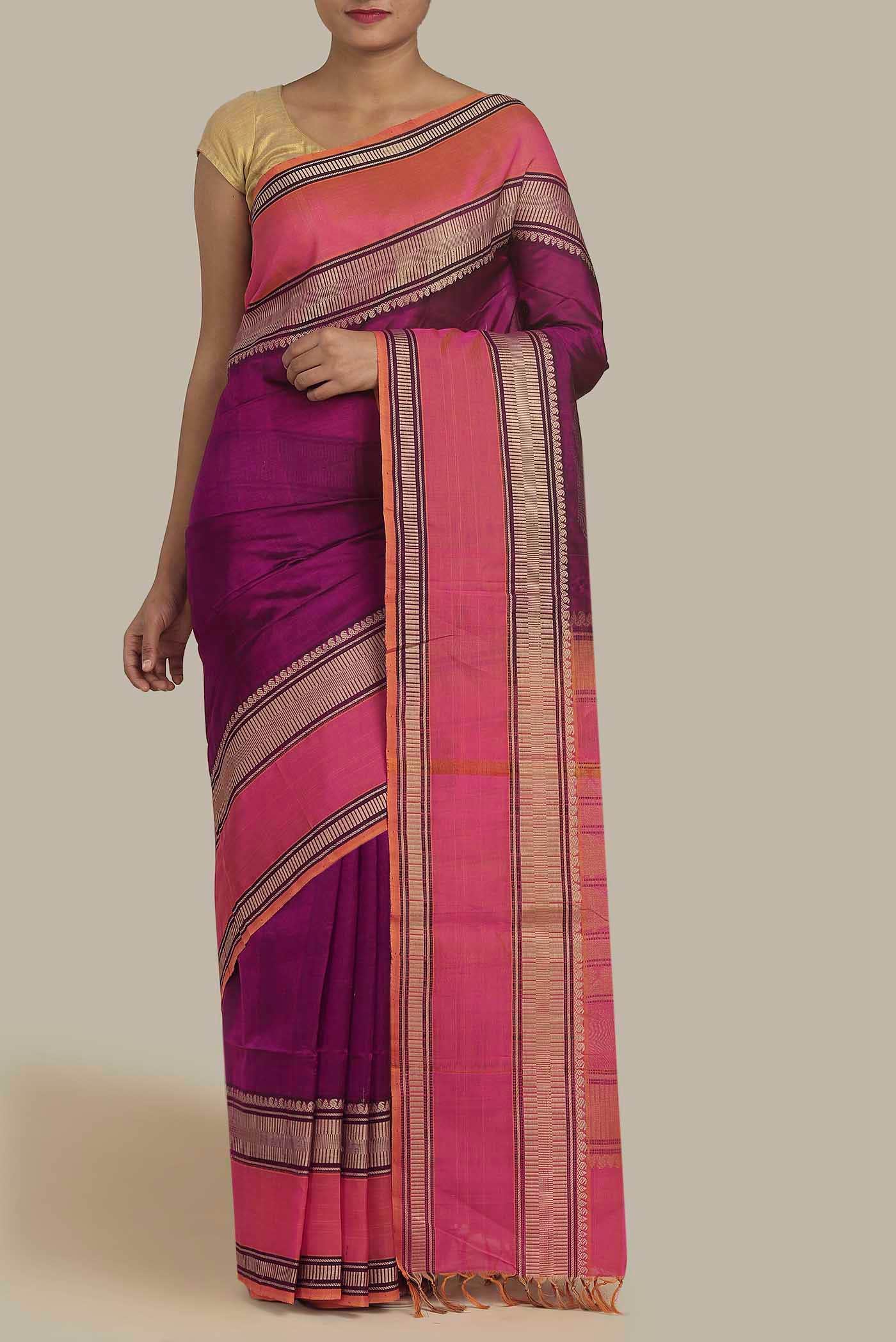 Magenta Silk Cotton Saree