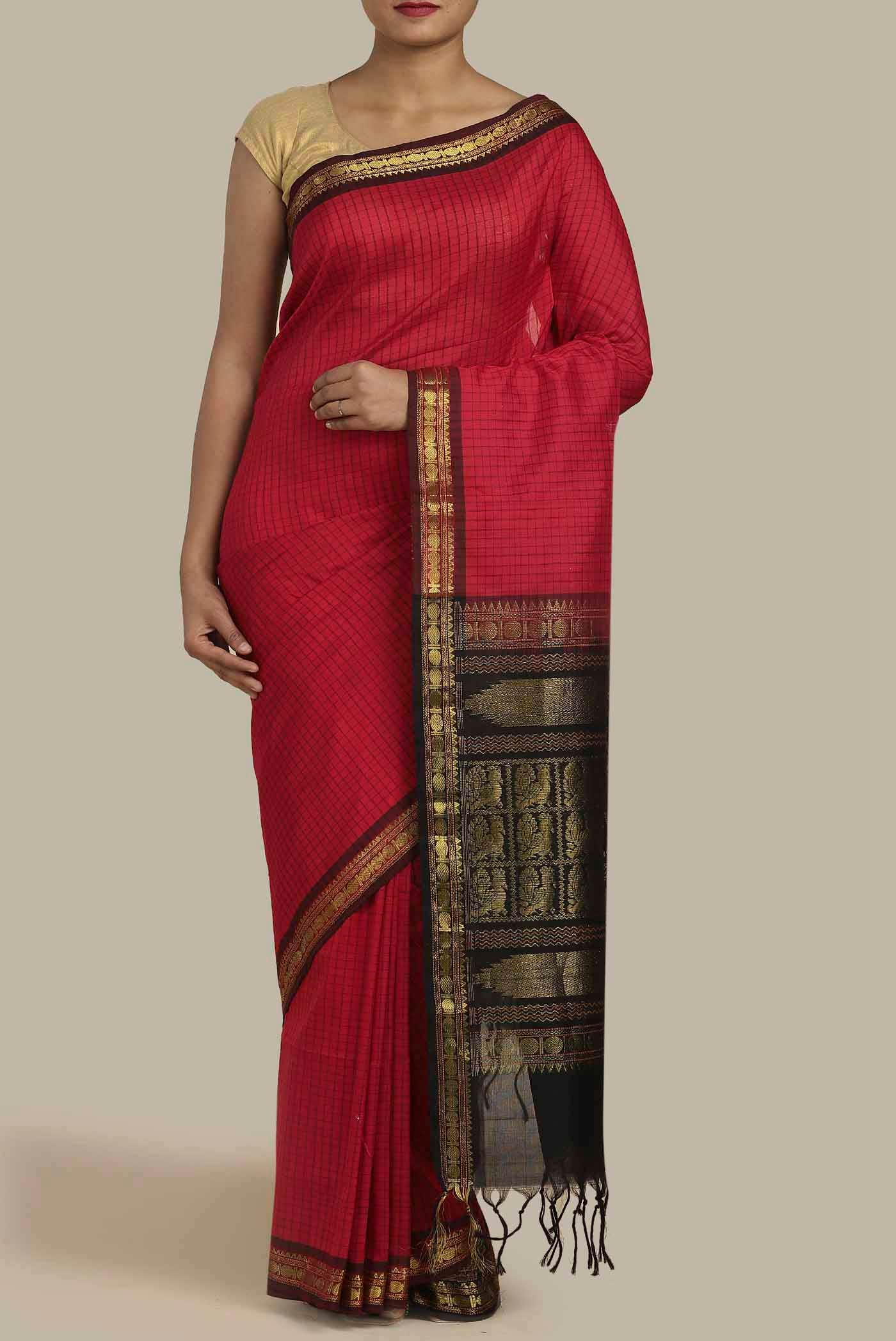 Red Silk Cotton Saree