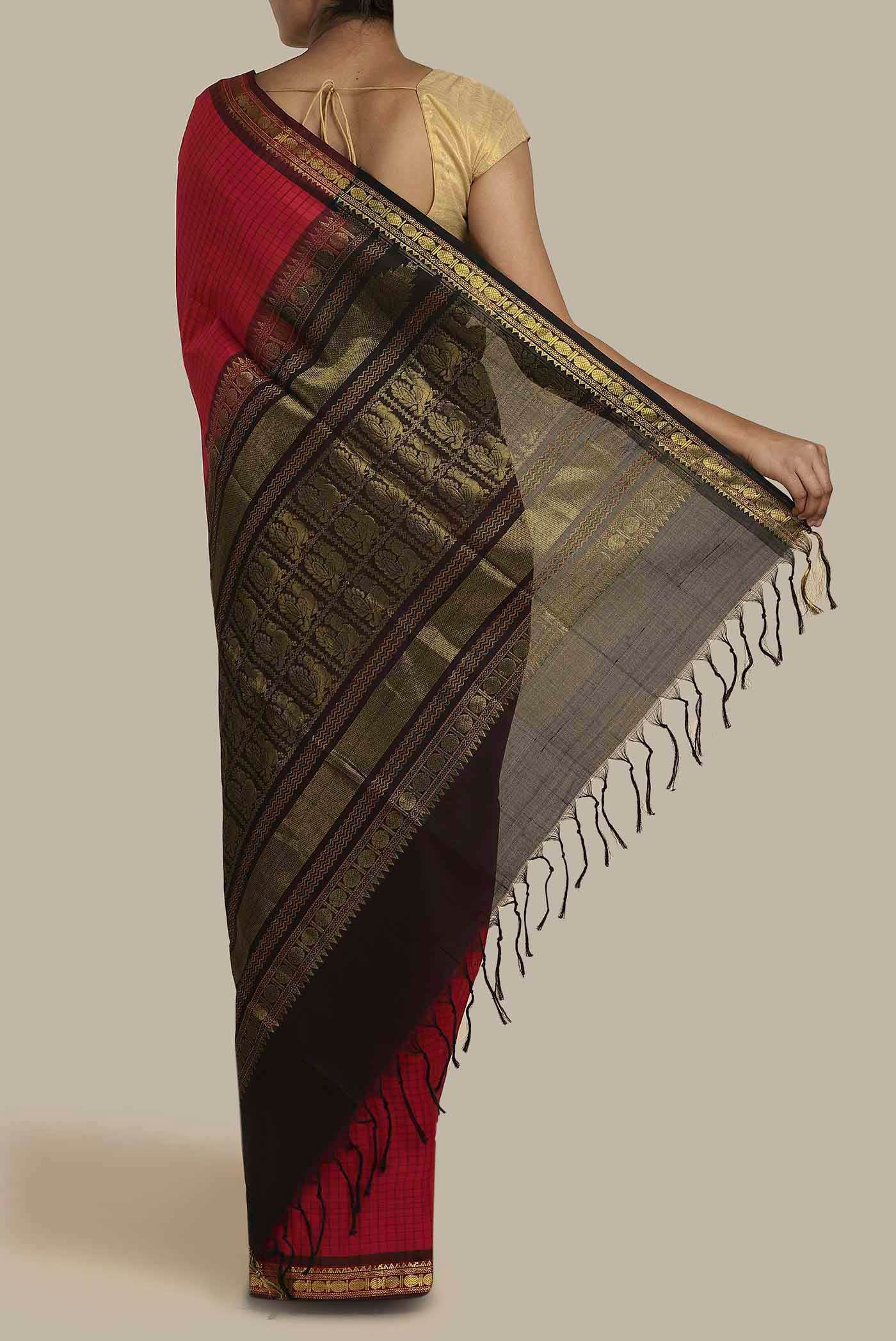 Red Silk Cotton Saree