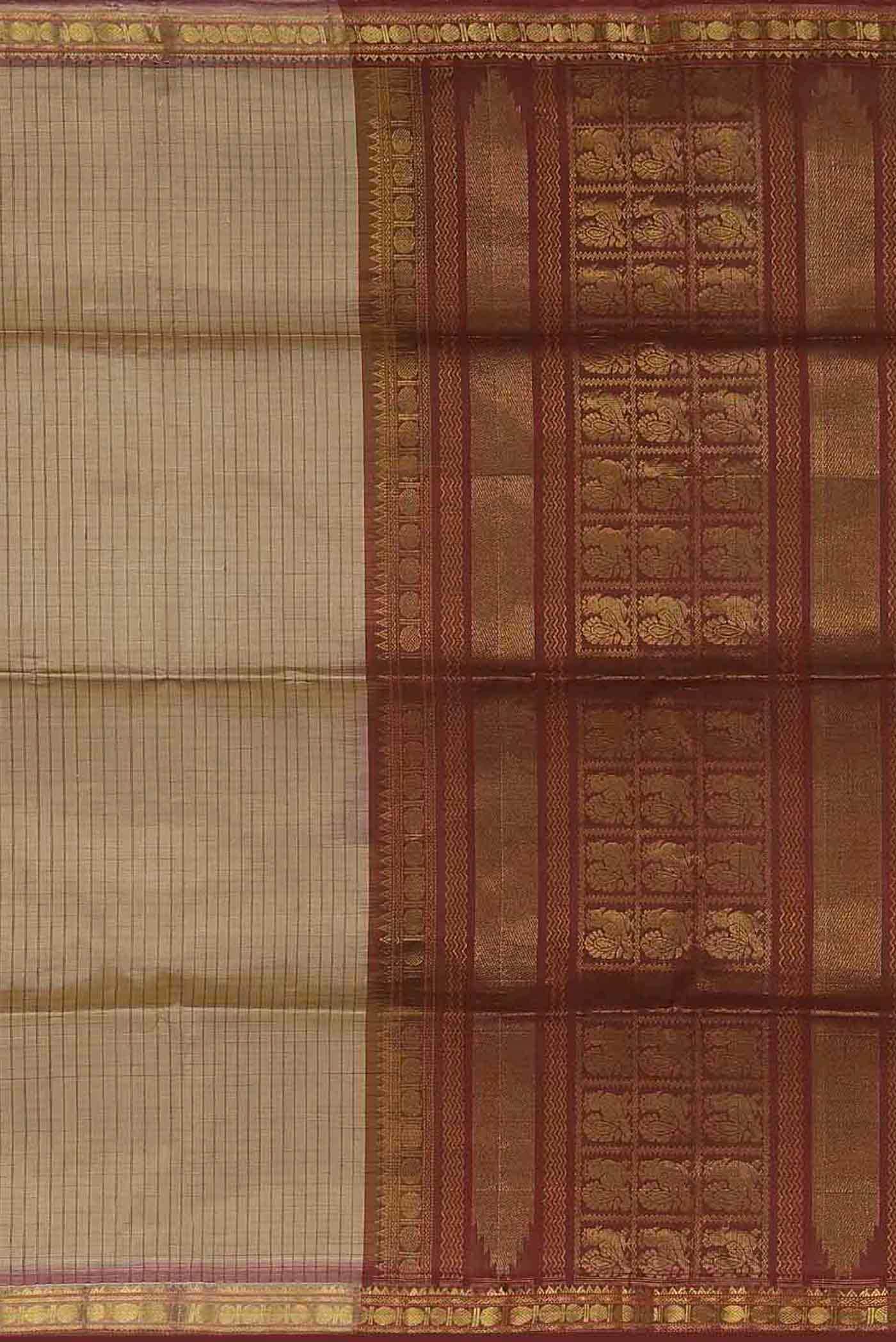 Beige Silk Cotton Saree