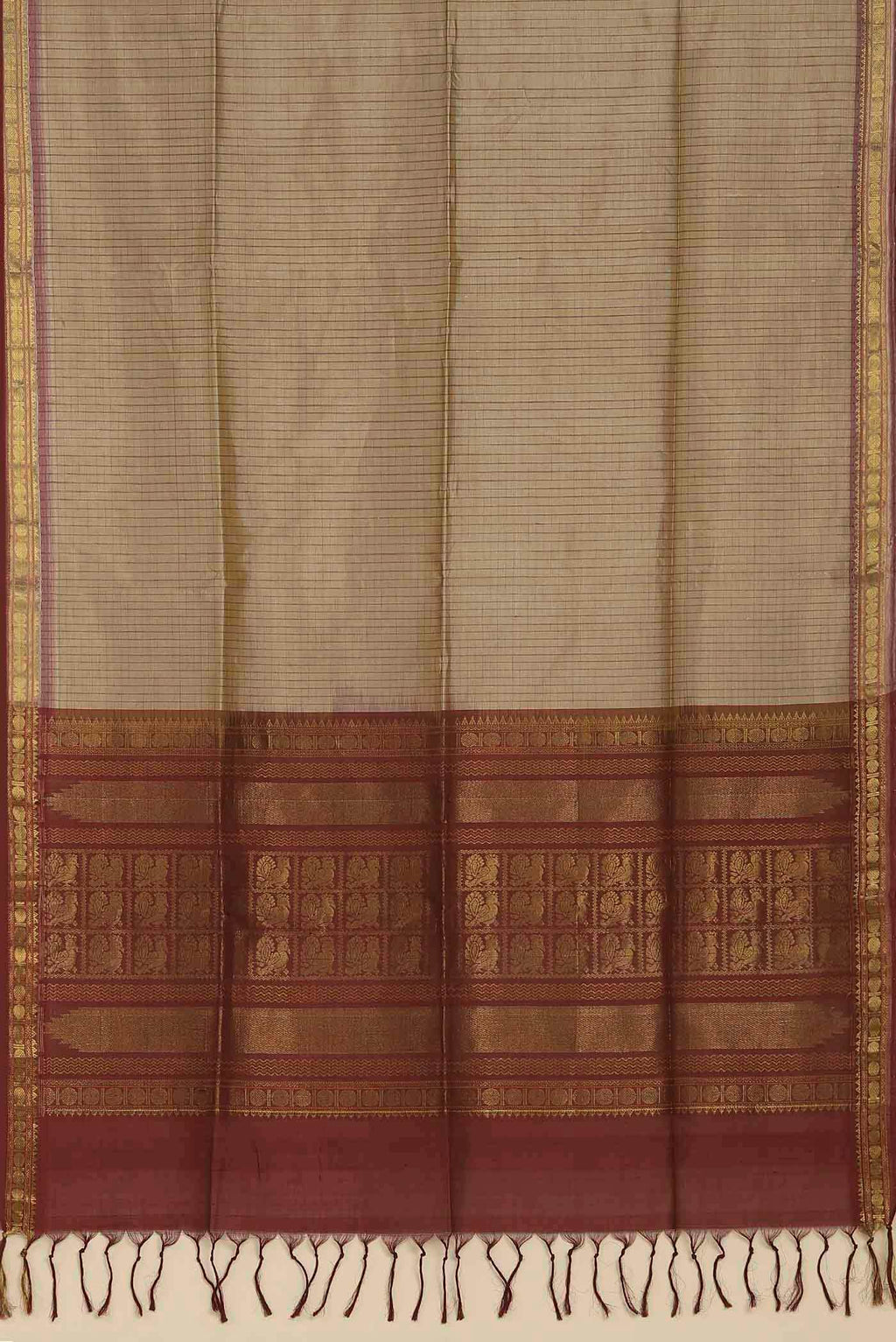 Beige Silk Cotton Saree
