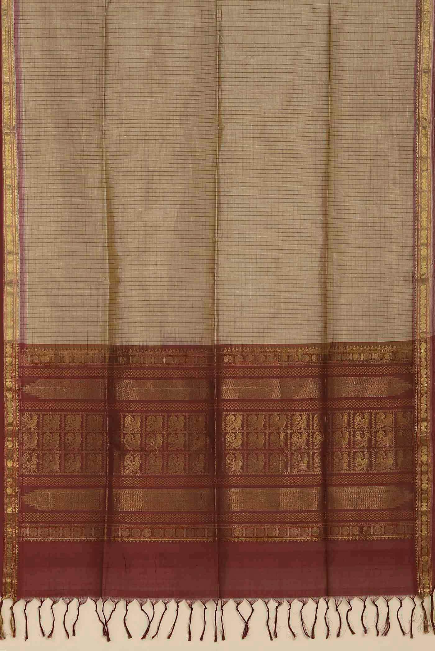 Beige Silk Cotton Saree