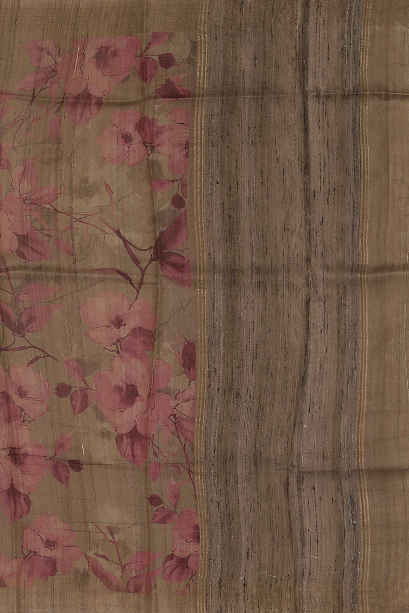 Brown Bhagalpuri Tussar Silk Saree