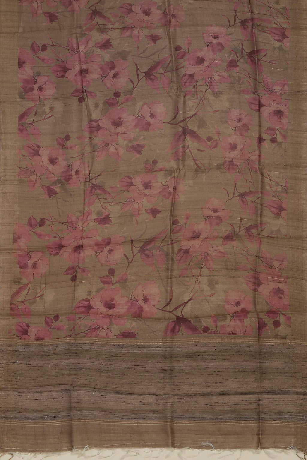 Brown Bhagalpuri Tussar Silk Saree