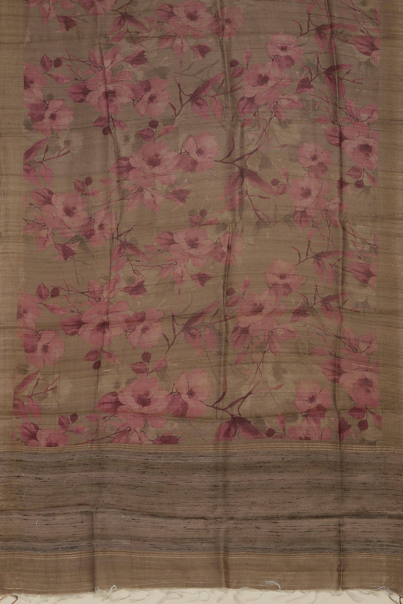 Brown Bhagalpuri Tussar Silk Saree