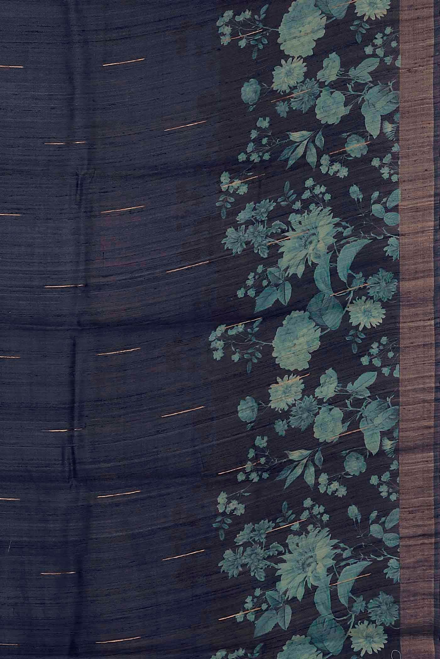 Navy Blue Bhagalpuri Tussar Silk Saree