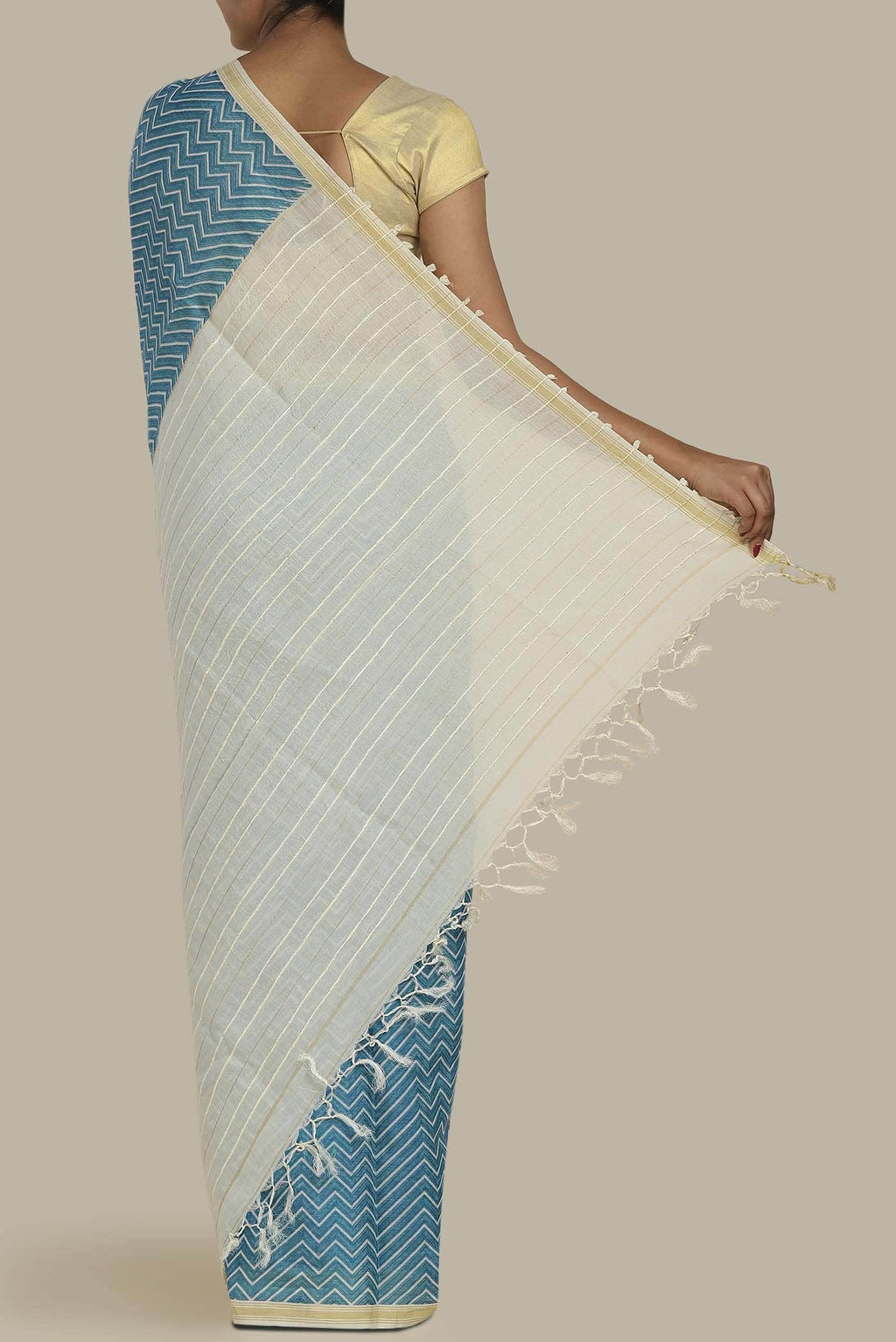 Blue Bhagalpuri Tussar Silk Saree