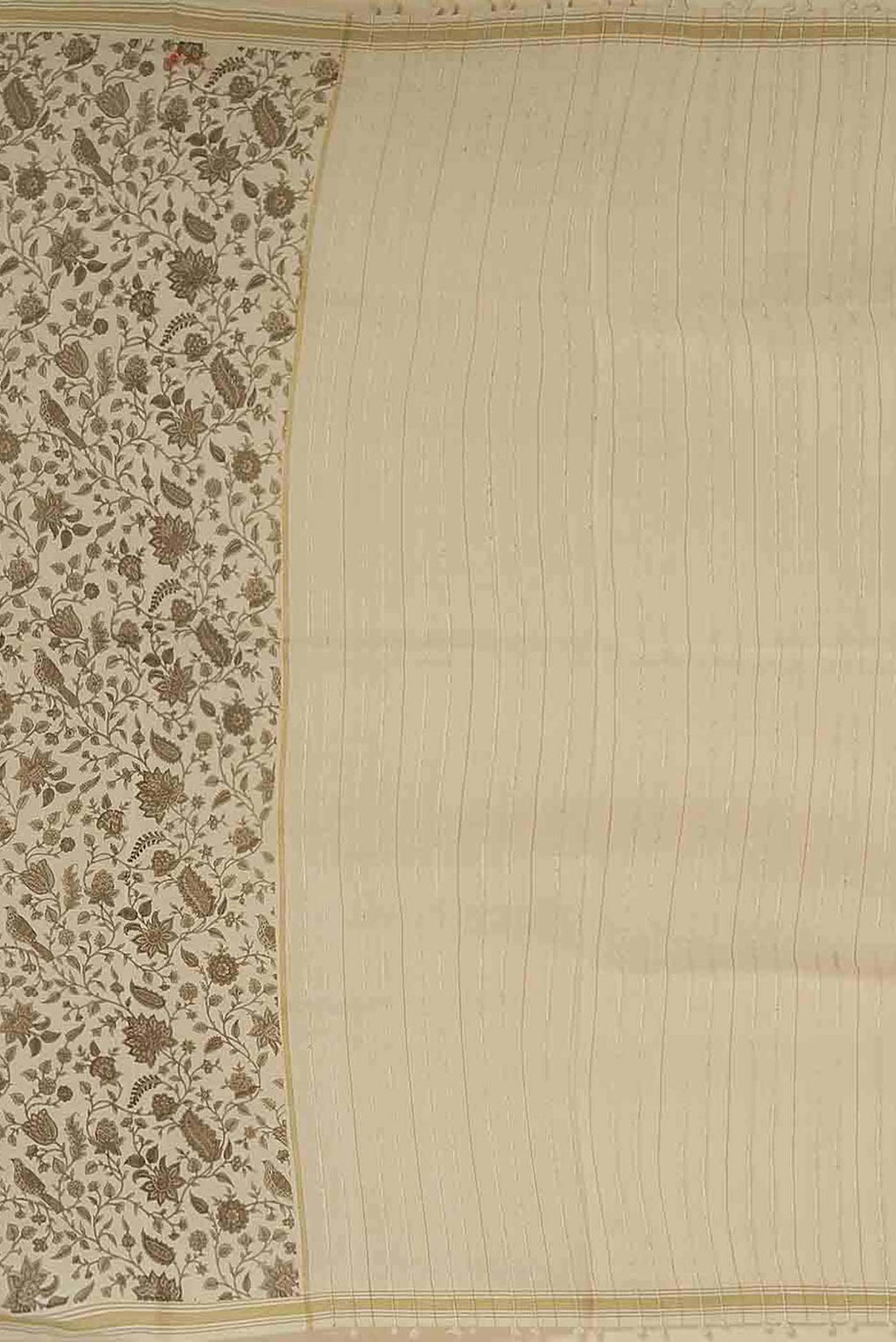 Cream Bhagalpuri Tussar Silk Saree