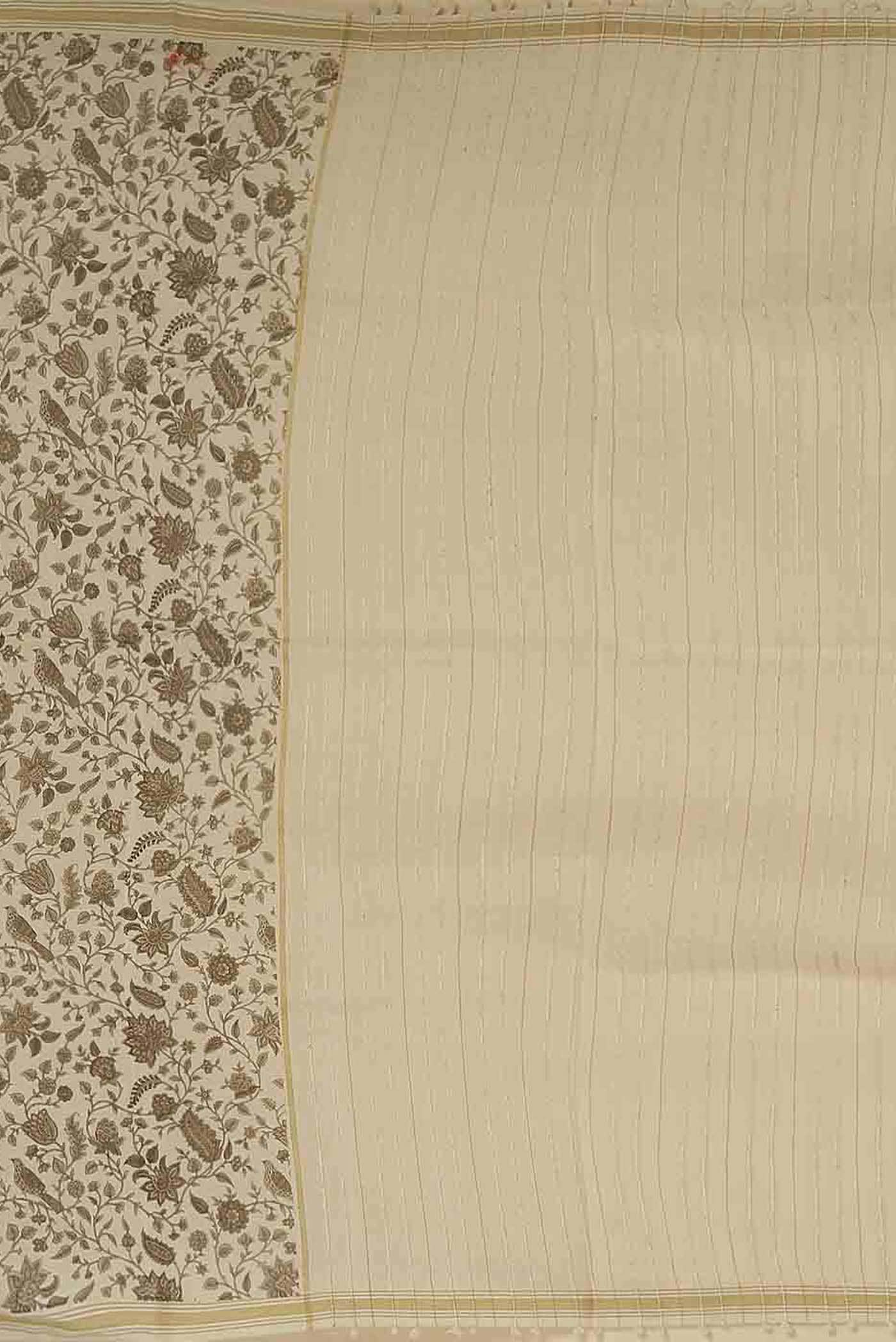 Cream Bhagalpuri Tussar Silk Saree