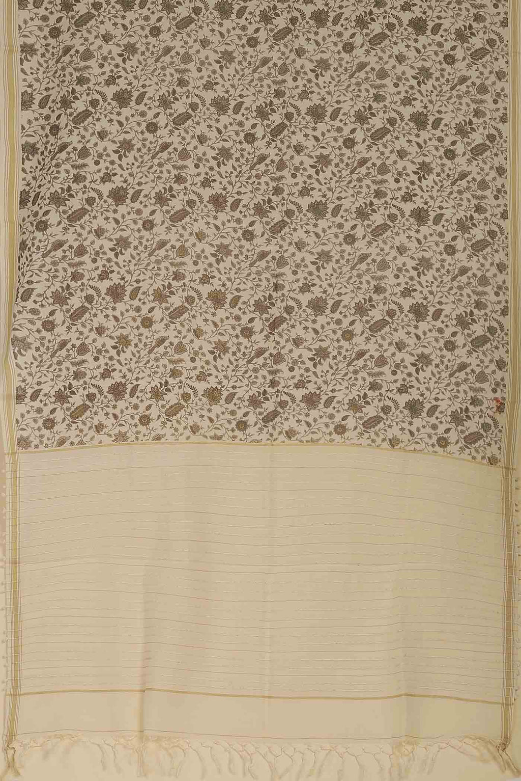 Cream Bhagalpuri Tussar Silk Saree