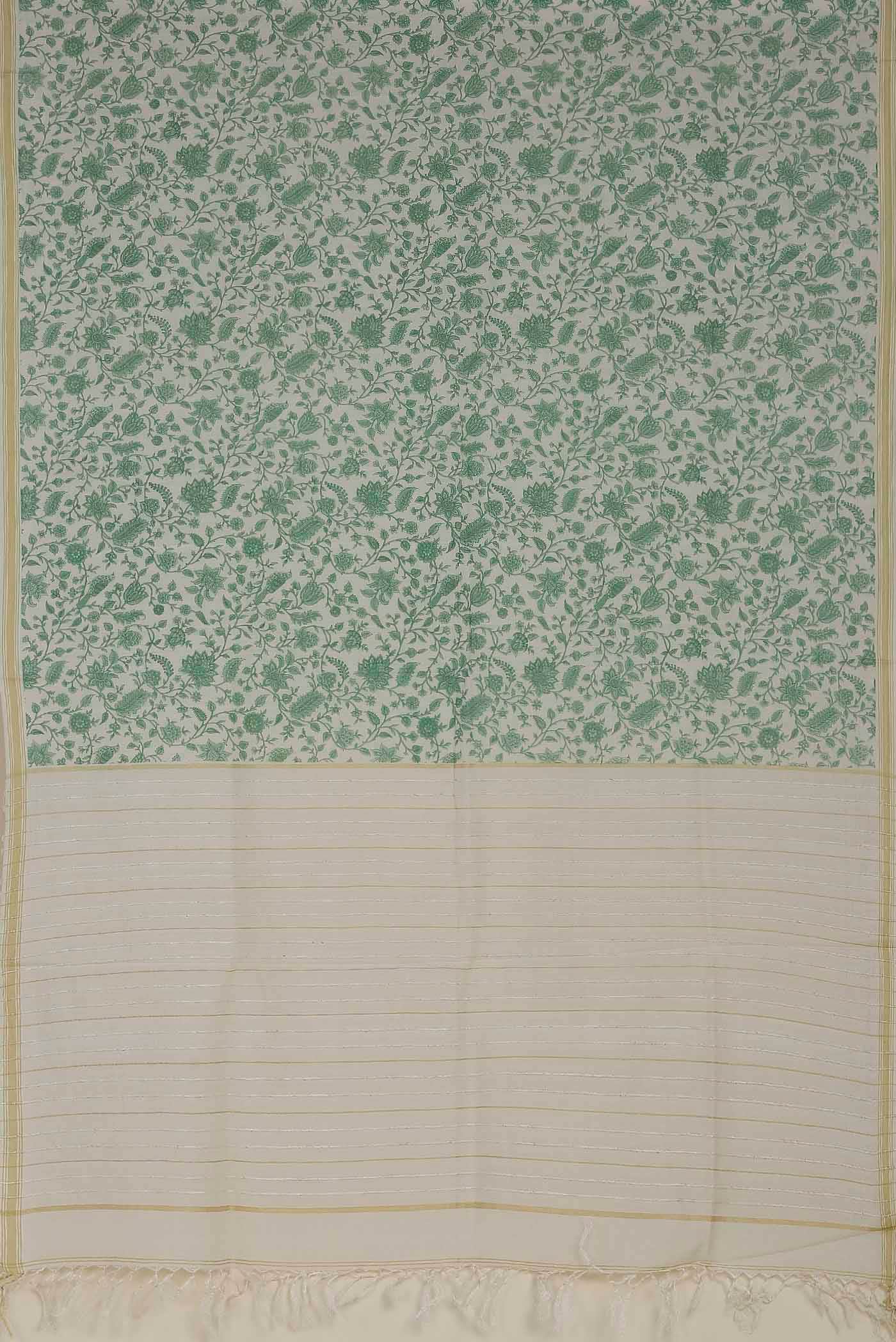 Cream Tussar Silk Saree