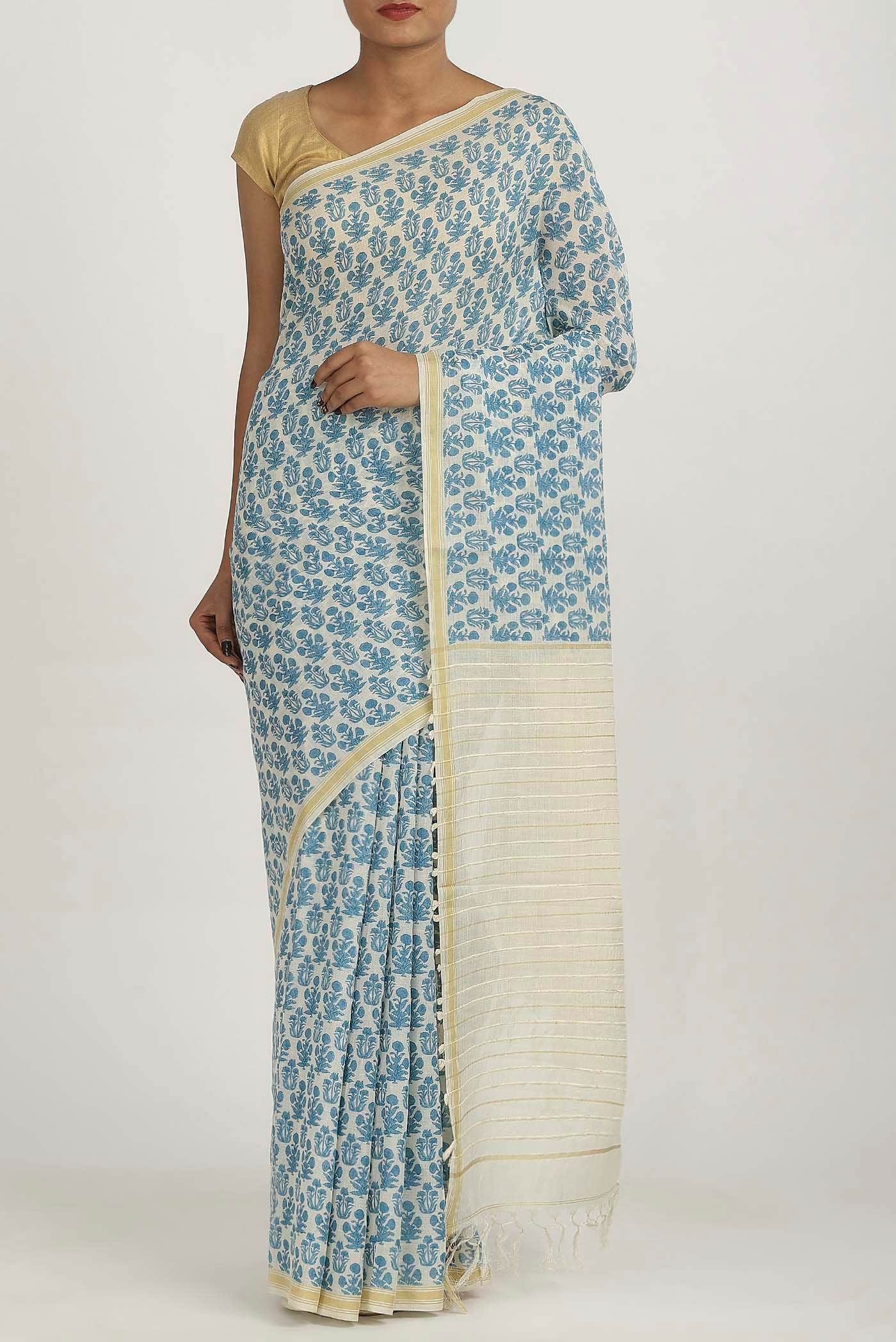 Off White Tussar Saree