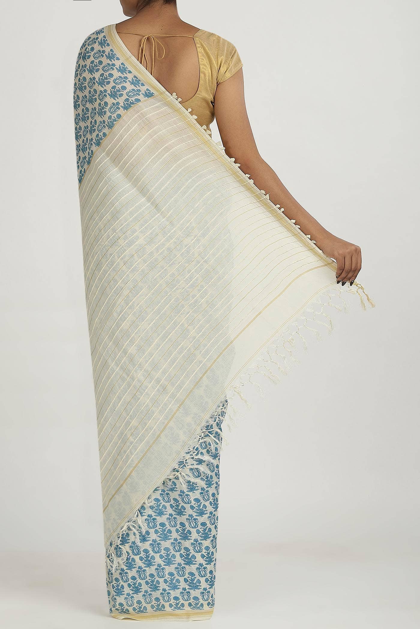 Off White Tussar Saree