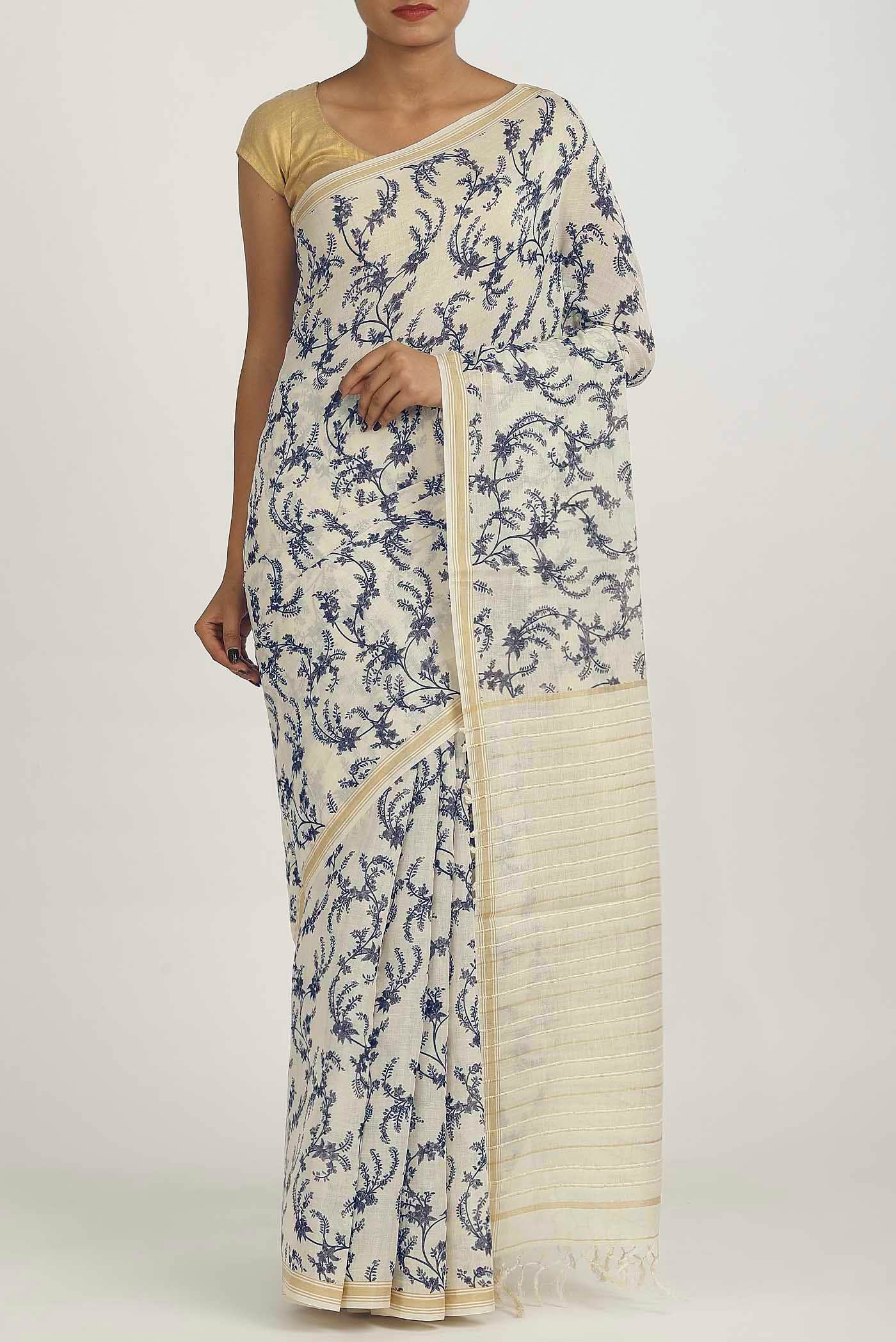 Off White Tussar Saree
