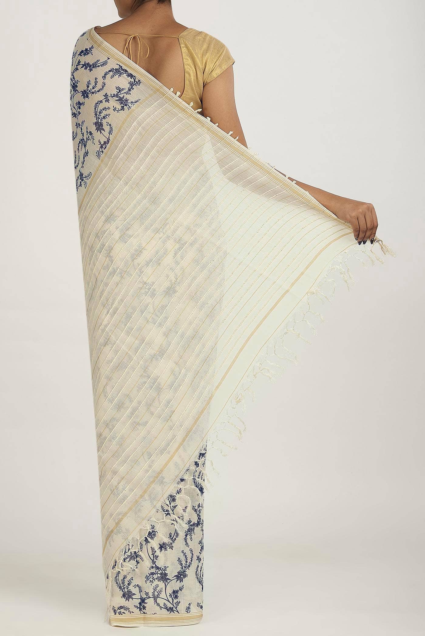 Off White Tussar Saree