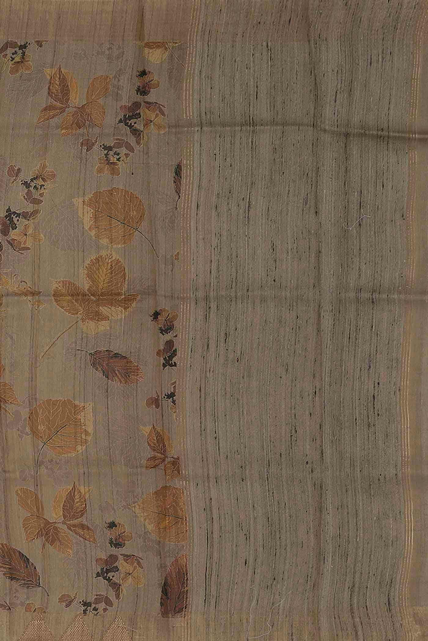Beige Bhagalpuri Tussar Silk Saree