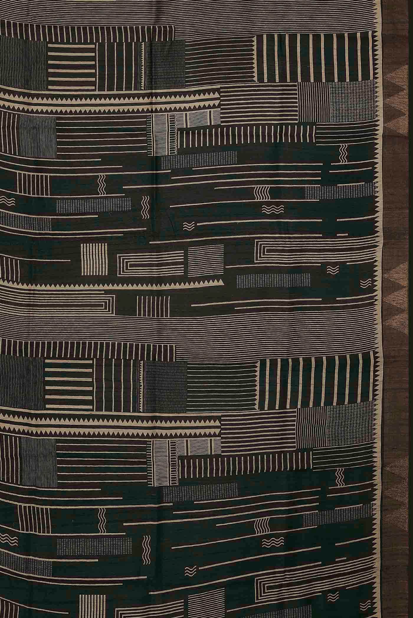 Black Bhagalpuri Tussar Silk Saree