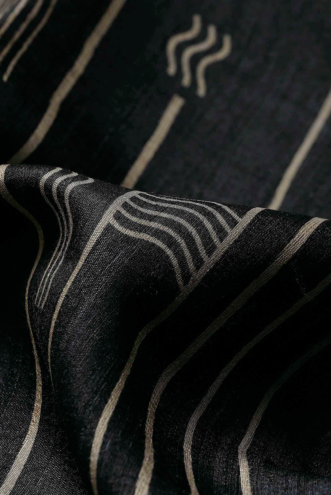 Black Bhagalpuri Tussar Silk Saree