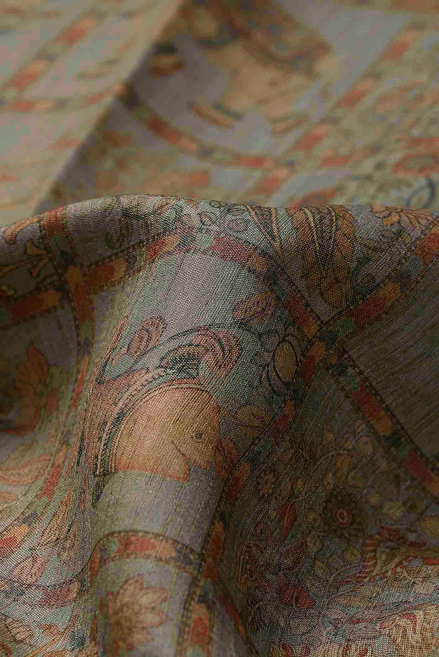 Grey Tussar Silk Saree